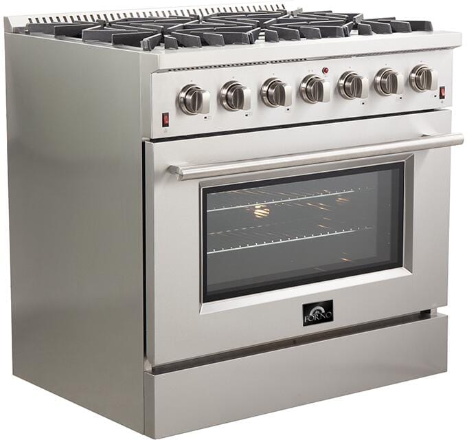 Forno 36" Galiano Gas Range with 6 Italian Burners in Stainless Steel, FFSGS6244-36 I Luxury Appliances Direct