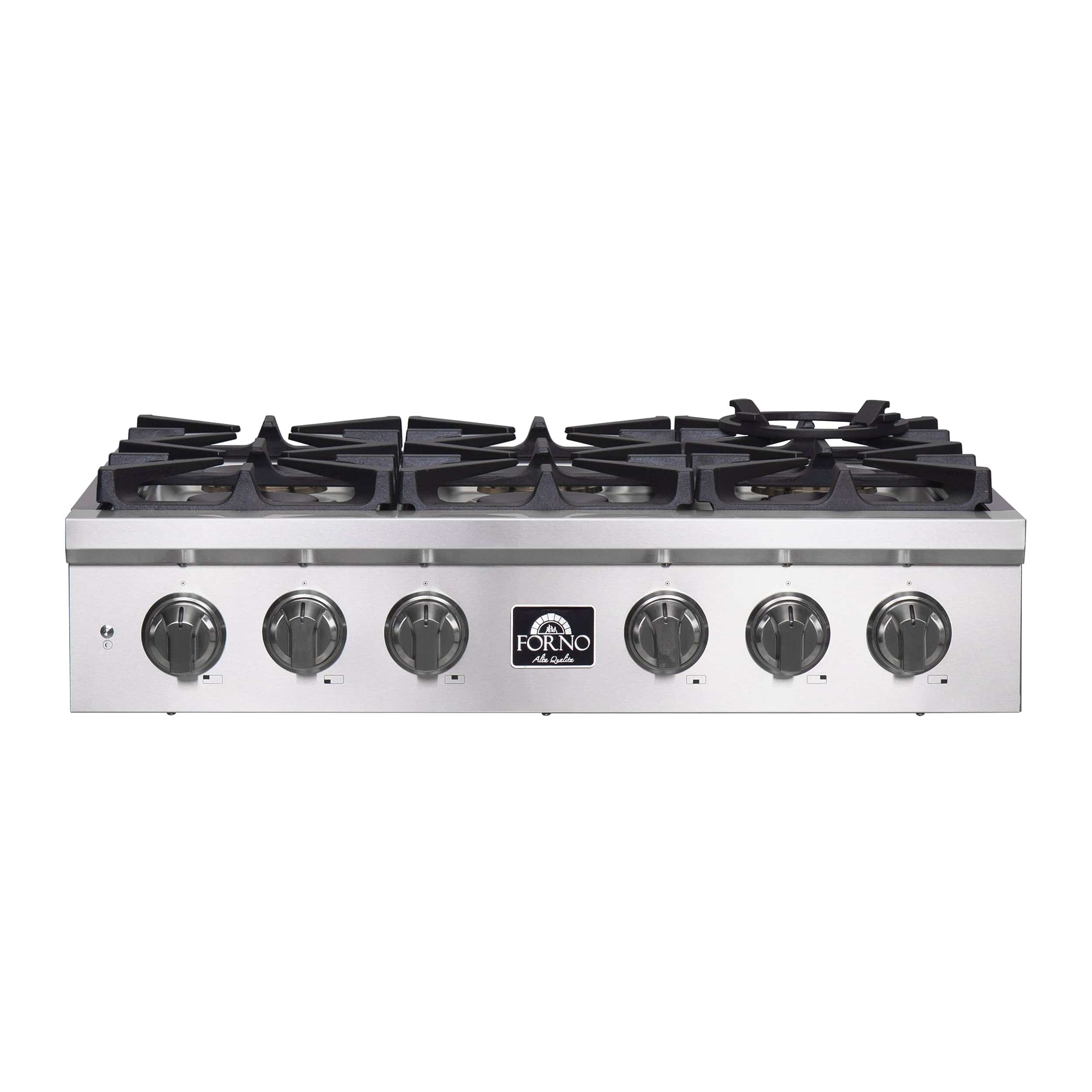 Forno Spezia Alta Qualita 36" Gas Rangetop With 6 Sealed Burners in Stainless Steel, FCTGS5751-36 I Luxury Appliances Direct
