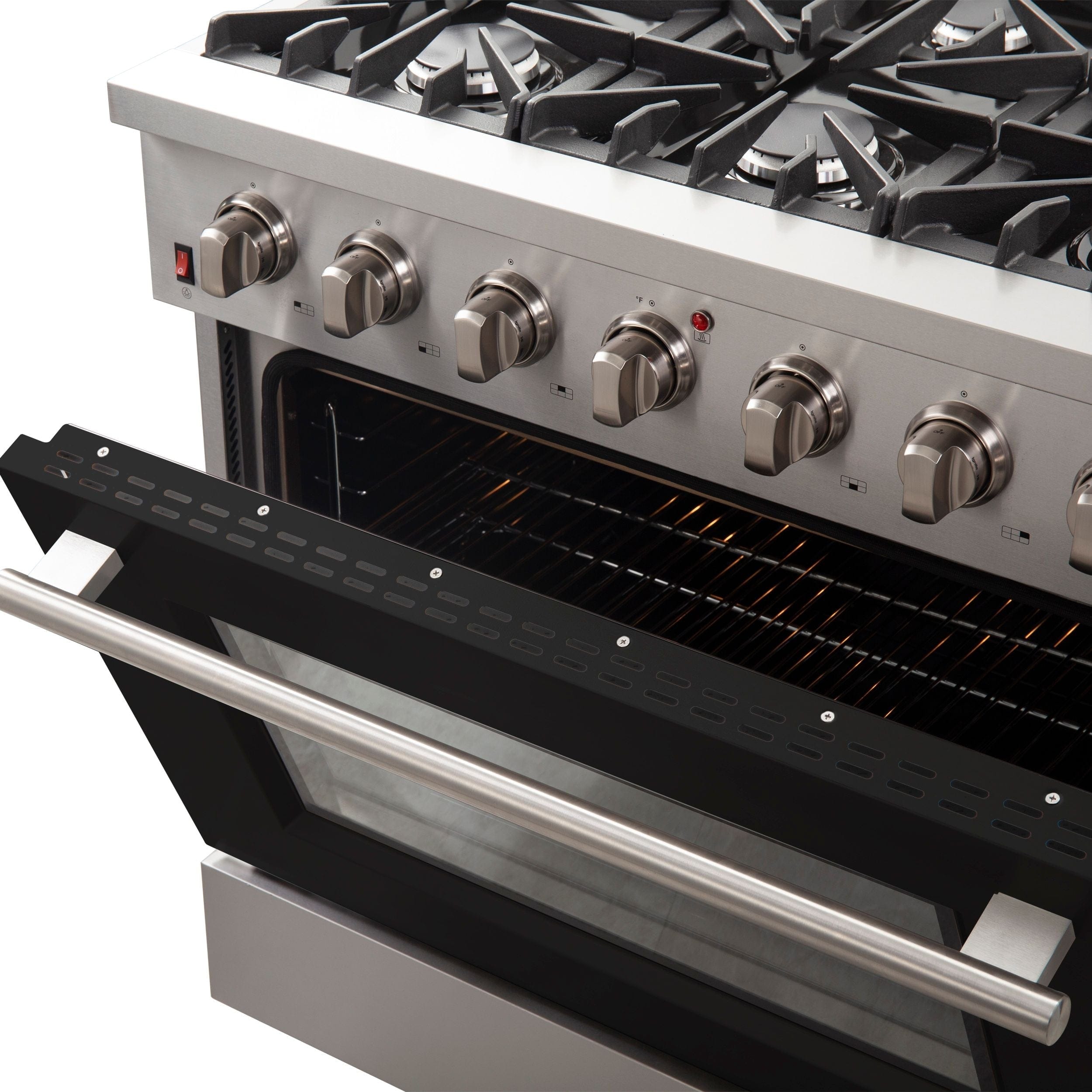 Forno 36 Inch Galiano Professional Freestanding Gas Range in Black, FFSGS6244-36BLK I Luxury Appliances Direct
