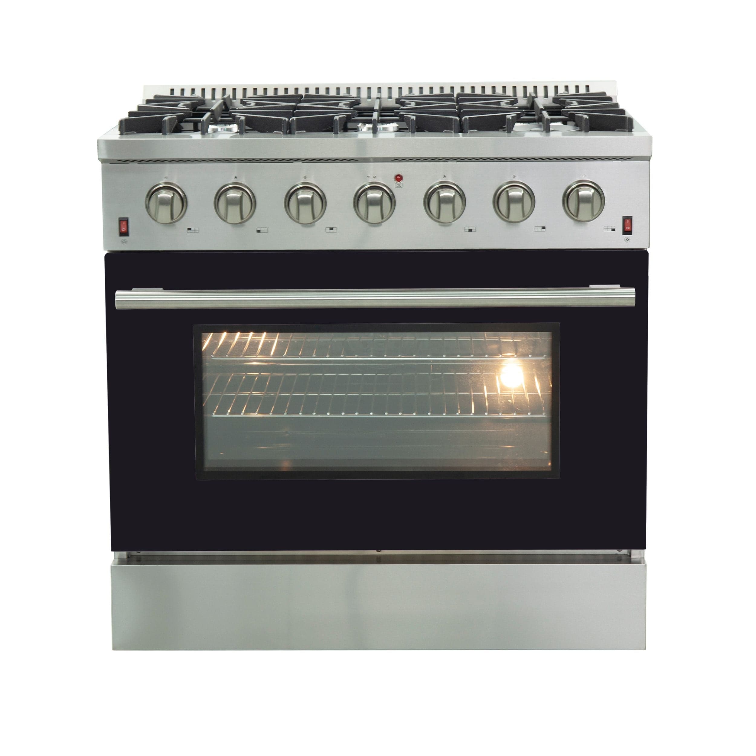 Forno 36 Inch Galiano Professional Freestanding Gas Range in Black, FFSGS6244-36BLK I Luxury Appliances Direct