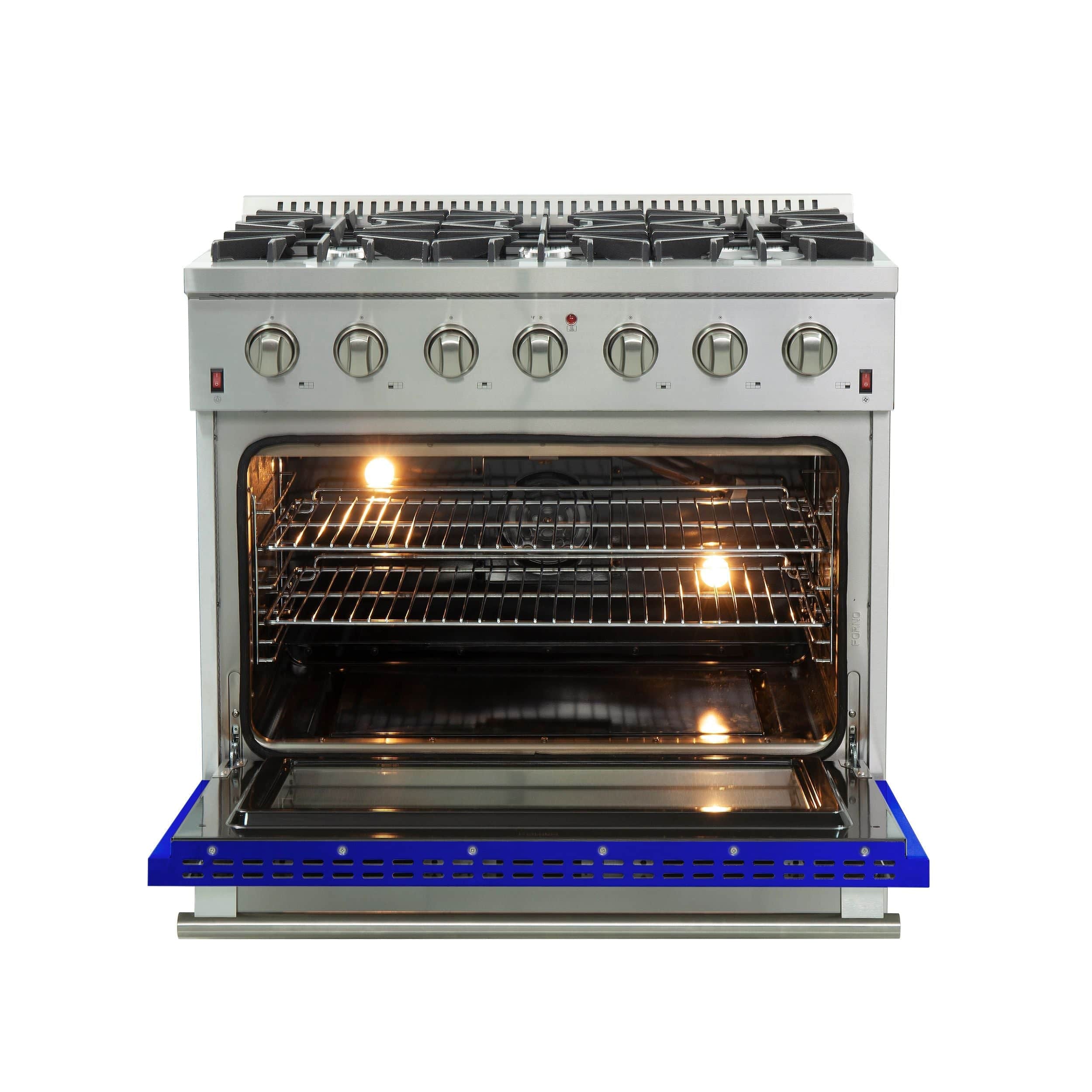 Forno 36 Inch Galiano Professional Freestanding Gas Range in Blue, FFSGS6244-36BLU I Luxury Appliances Direct