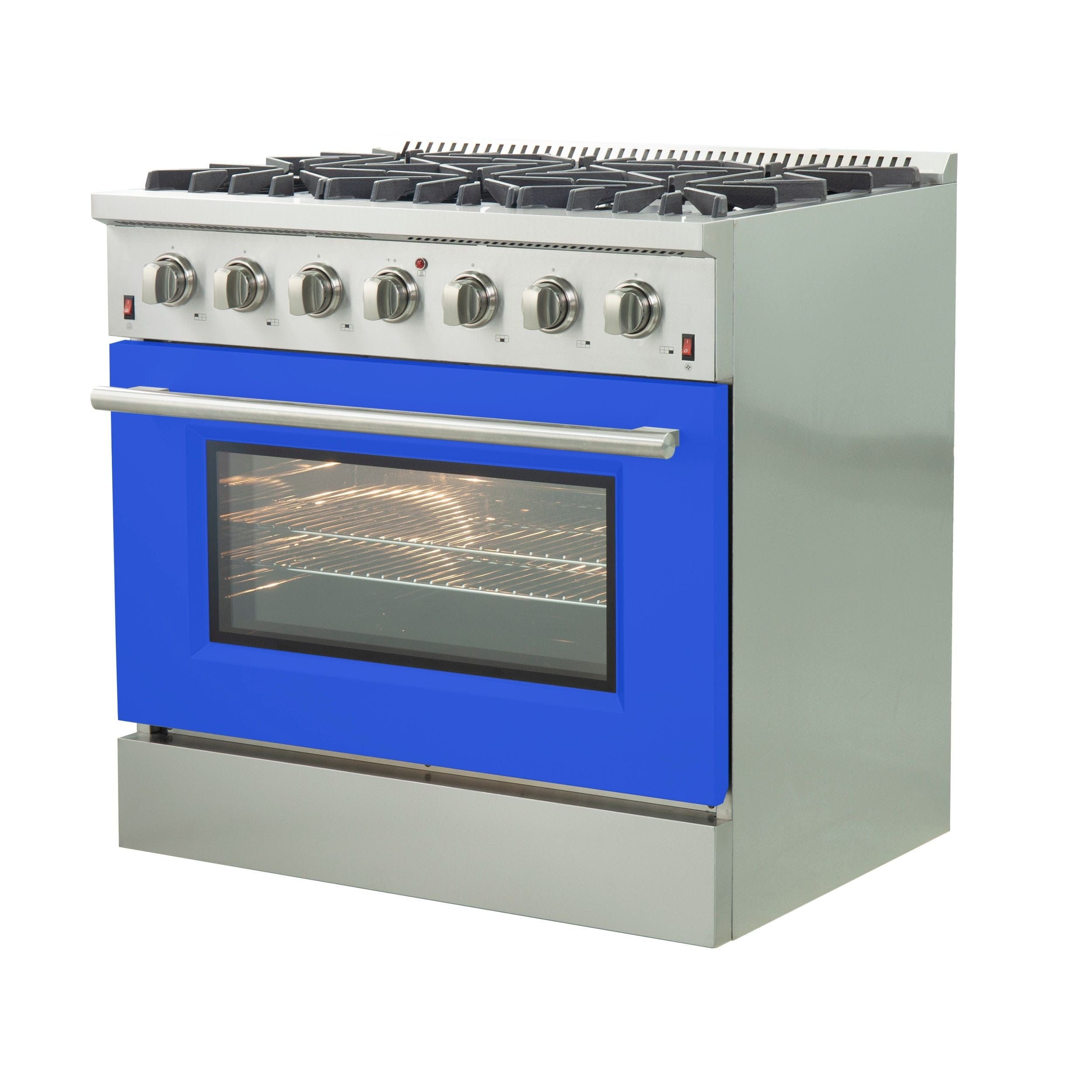 Forno 36 Inch Galiano Professional Freestanding Gas Range in Blue, FFSGS6244-36BLU I Luxury Appliances Direct
