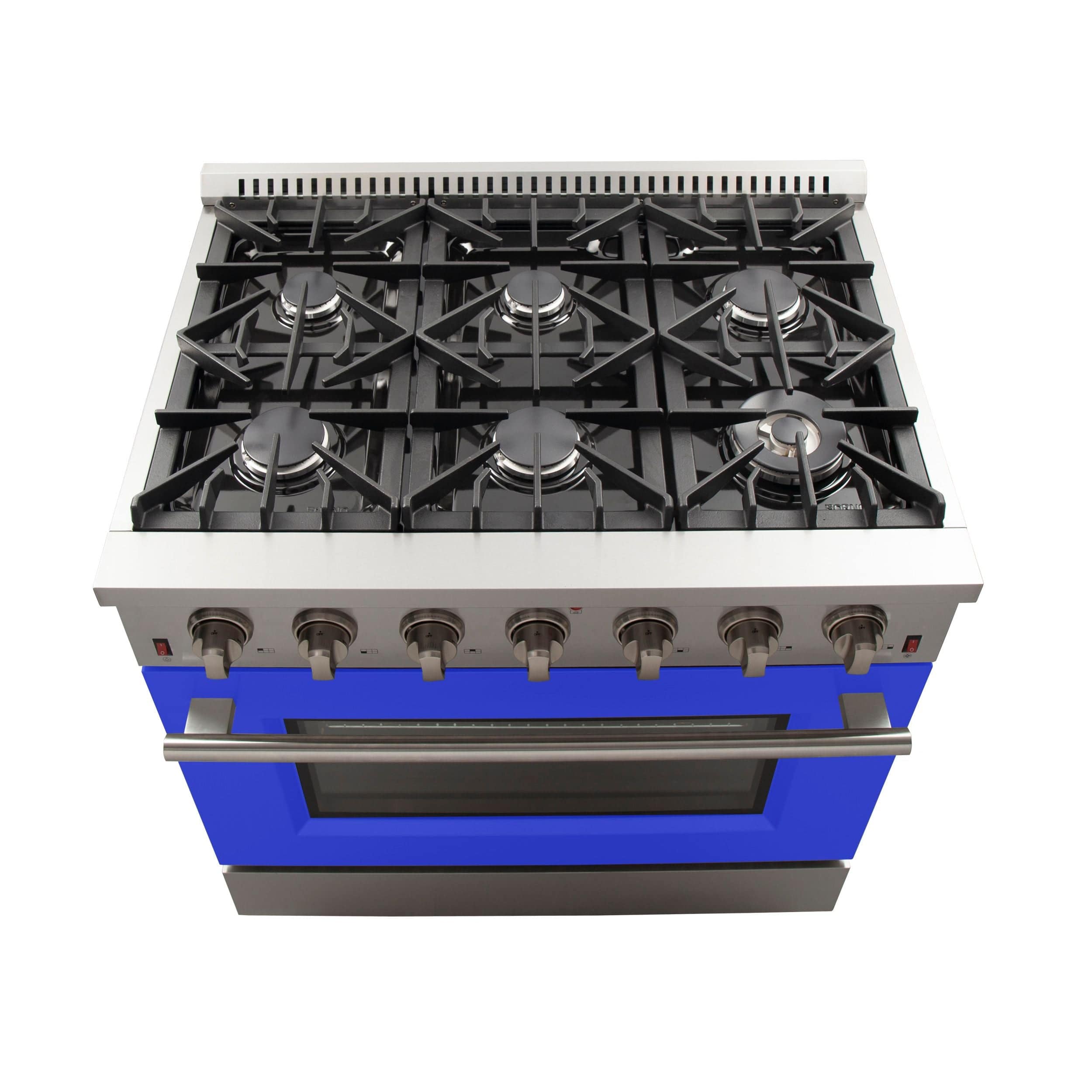 Forno 36 Inch Galiano Professional Freestanding Gas Range in Blue, FFSGS6244-36BLU I Luxury Appliances Direct