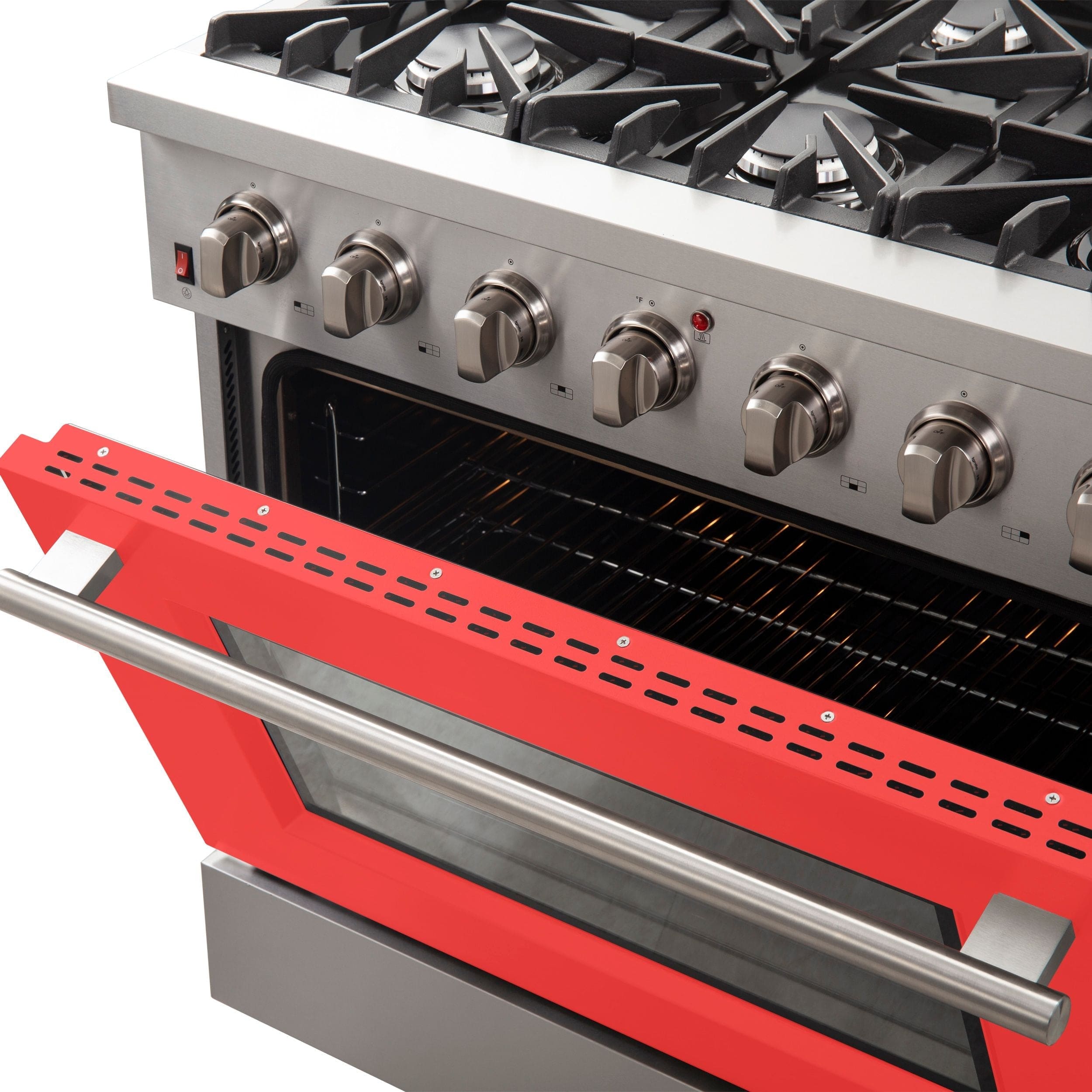 Forno 36 Inch Galiano Professional Freestanding Gas Range in Red, FFSGS6244-36RED I Luxury Appliances Direct