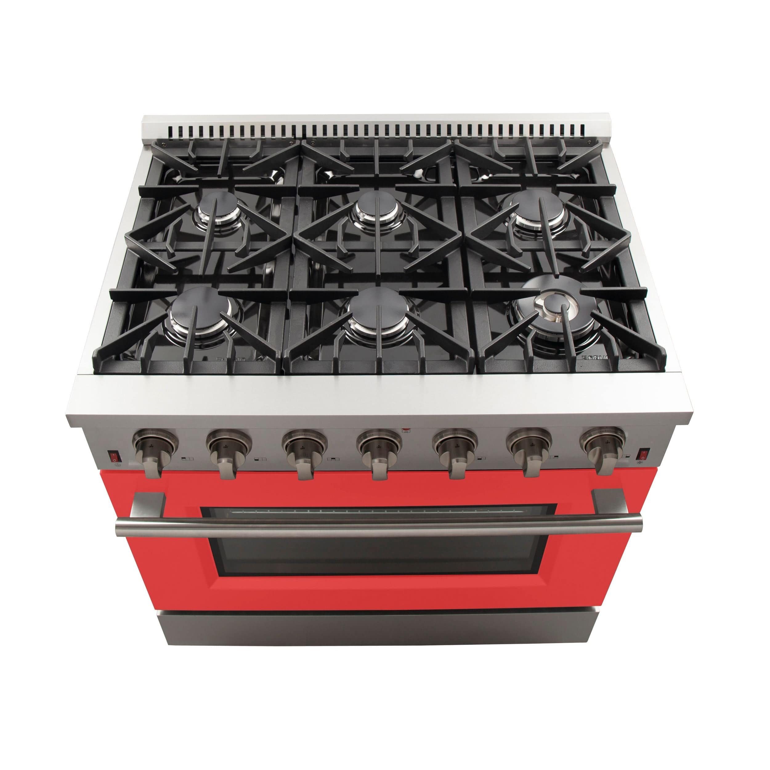 Forno 36 Inch Galiano Professional Freestanding Gas Range in Red, FFSGS6244-36RED I Luxury Appliances Direct