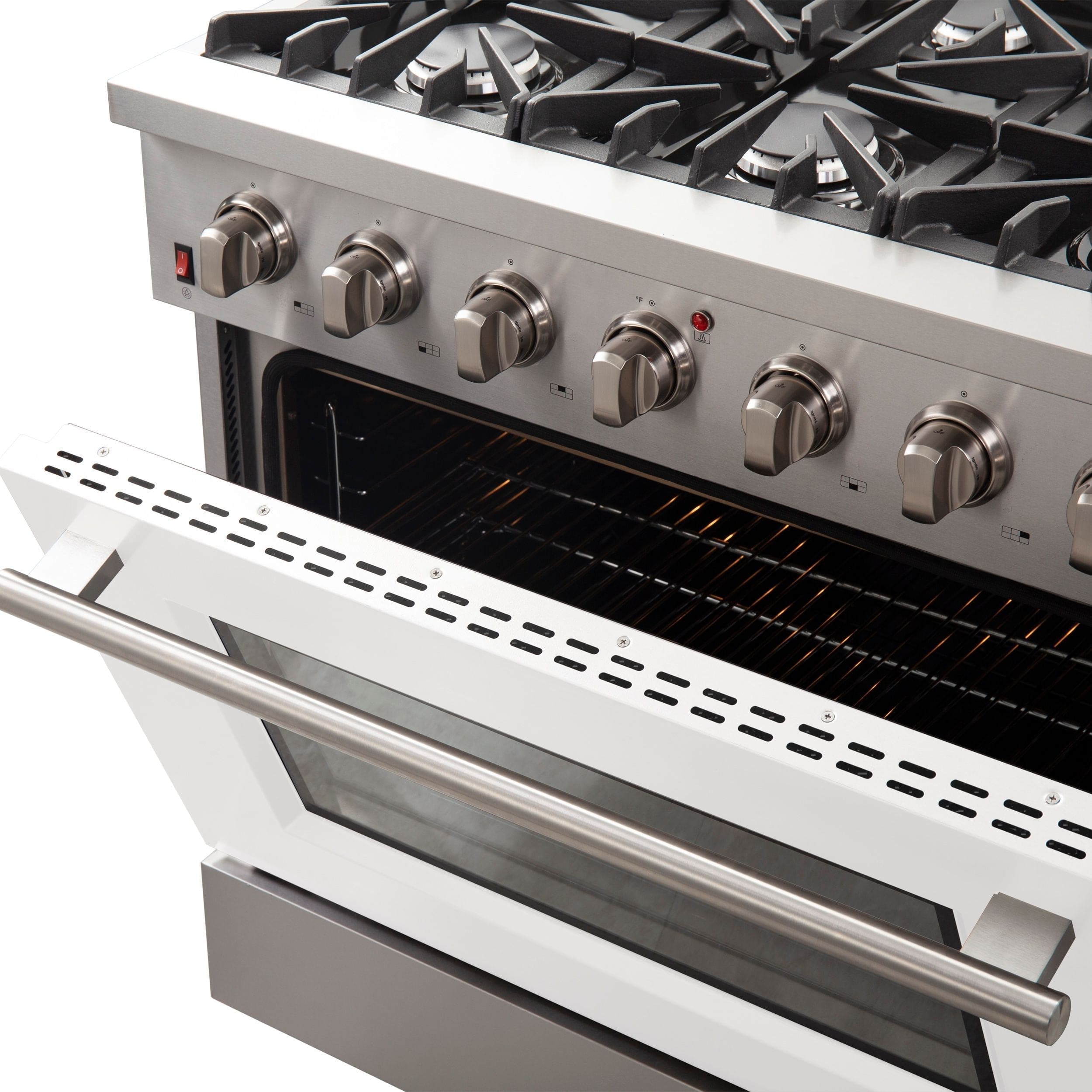 Forno 36 Inch Galiano Professional Freestanding Gas Range in White, FFSGS6244-36WHT I Luxury Appliances Direct