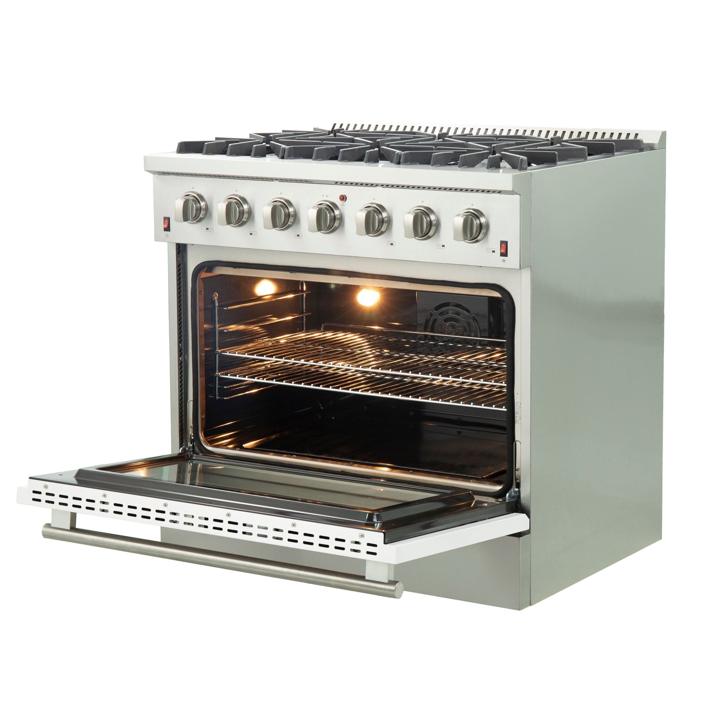 Forno 36 Inch Galiano Professional Freestanding Gas Range in White, FFSGS6244-36WHT I Luxury Appliances Direct
