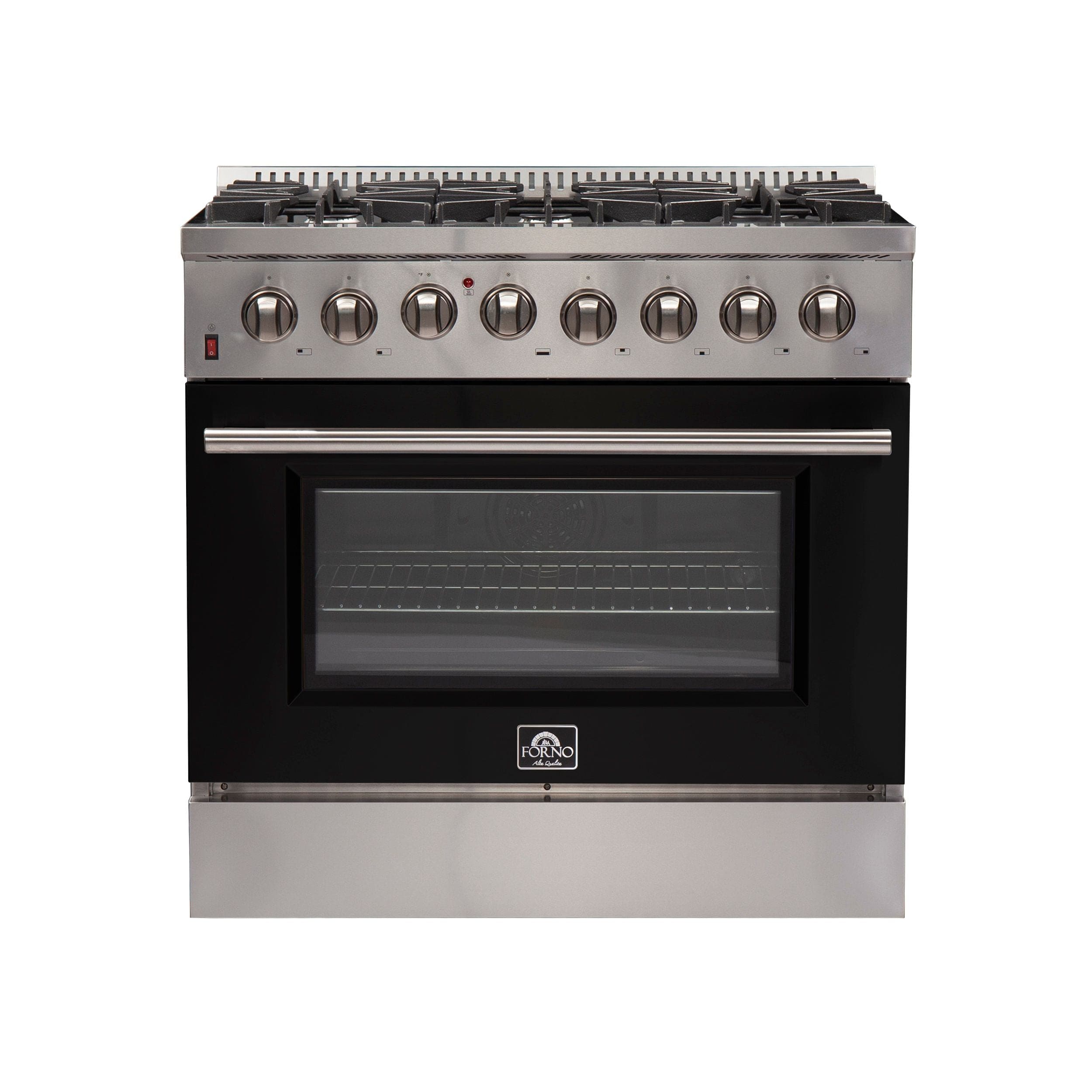 Forno Galiano 36 Inch Professional Freestanding Dual Fuel Range in Black, FFSGS6156-36BLK I Luxury Appliances Direct