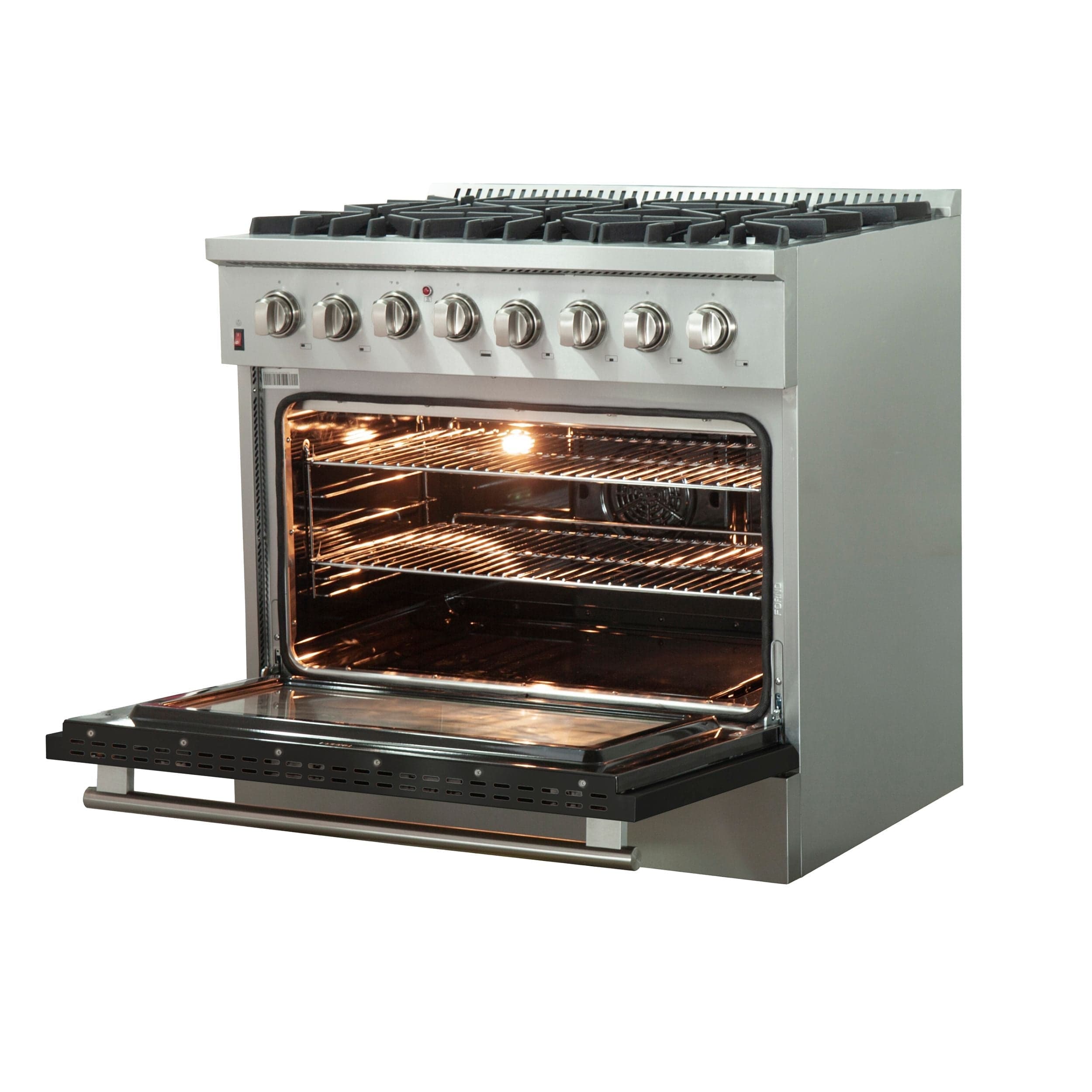 Forno Galiano 36 Inch Professional Freestanding Dual Fuel Range in Black, FFSGS6156-36BLK I Luxury Appliances Direct