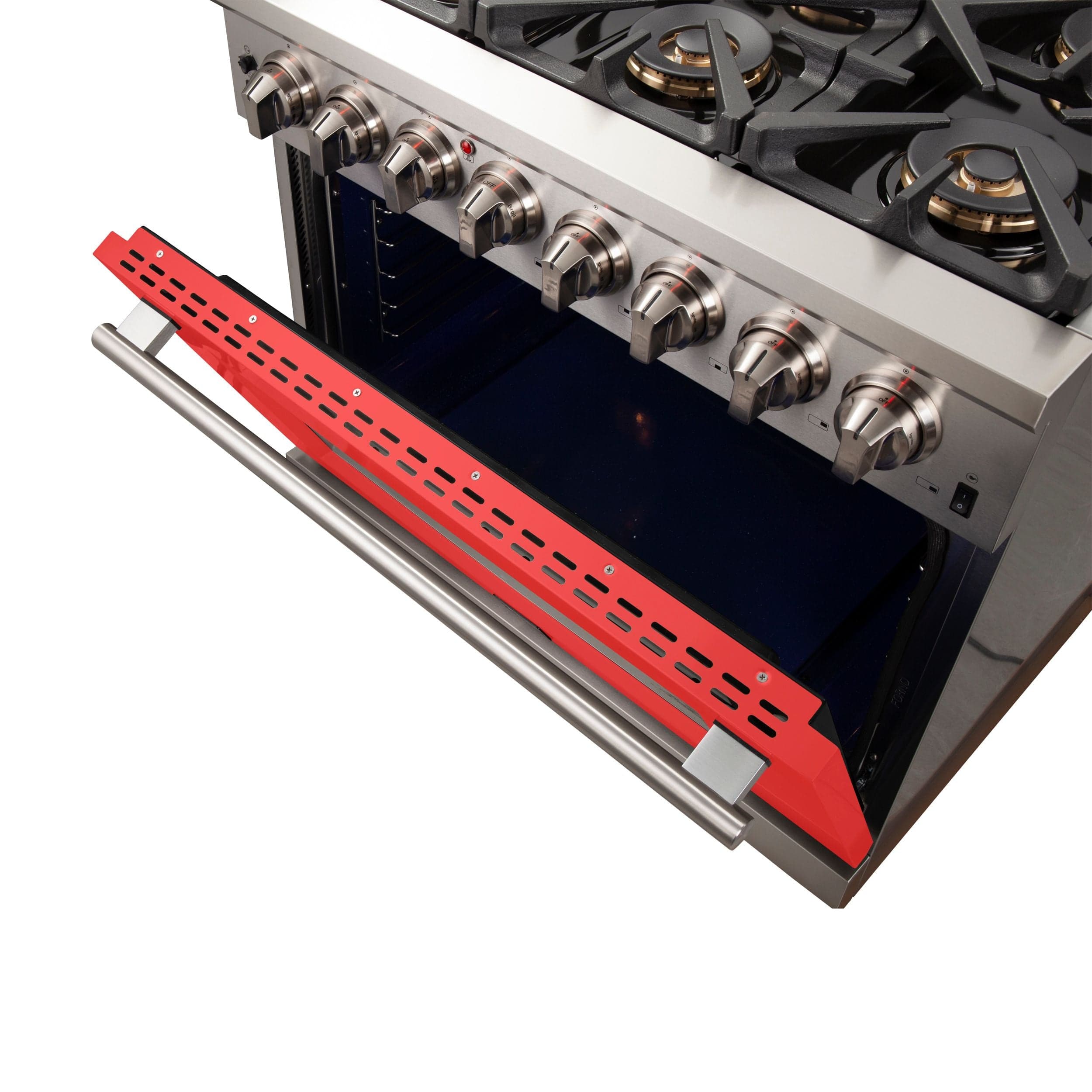 Forno Capriasca 36 Inch Professional Freestanding Dual Fuel Range in Red, FFSGS6187-36RED I Luxury Appliances Direct