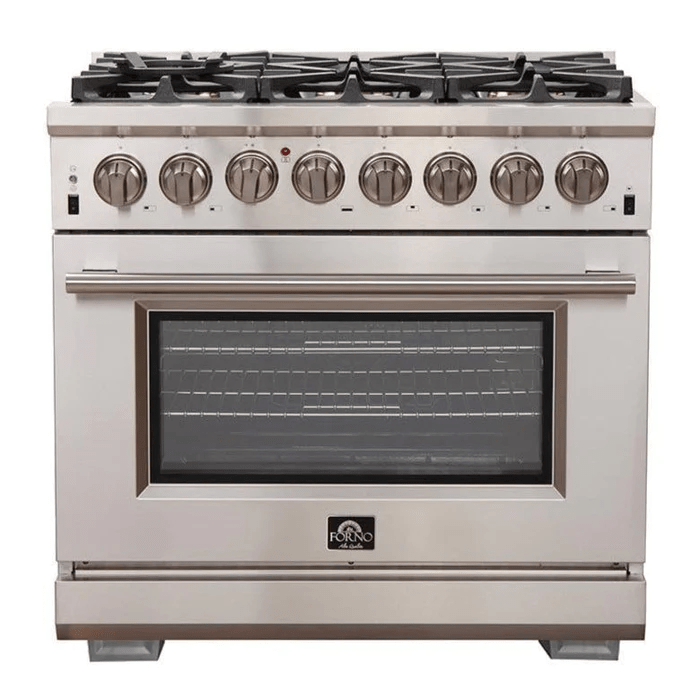 Forno 36" Pro Series Capriasca Gas Burner / Electric Oven in Stainless Steel 6 Italian Burners, FFSGS6187-36 I Luxury Appliances Direct