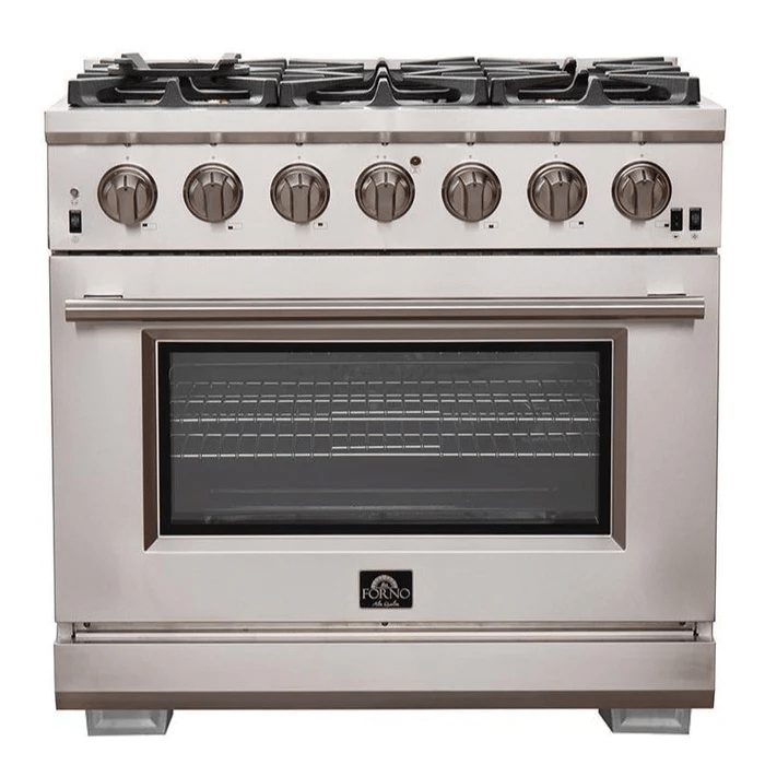 Forno 36" Pro Series Capriasca Gas Burner / Gas Oven in Stainless Steel 6 Italian Burners, FFSGS6260-36 I Luxury Appliances Direct