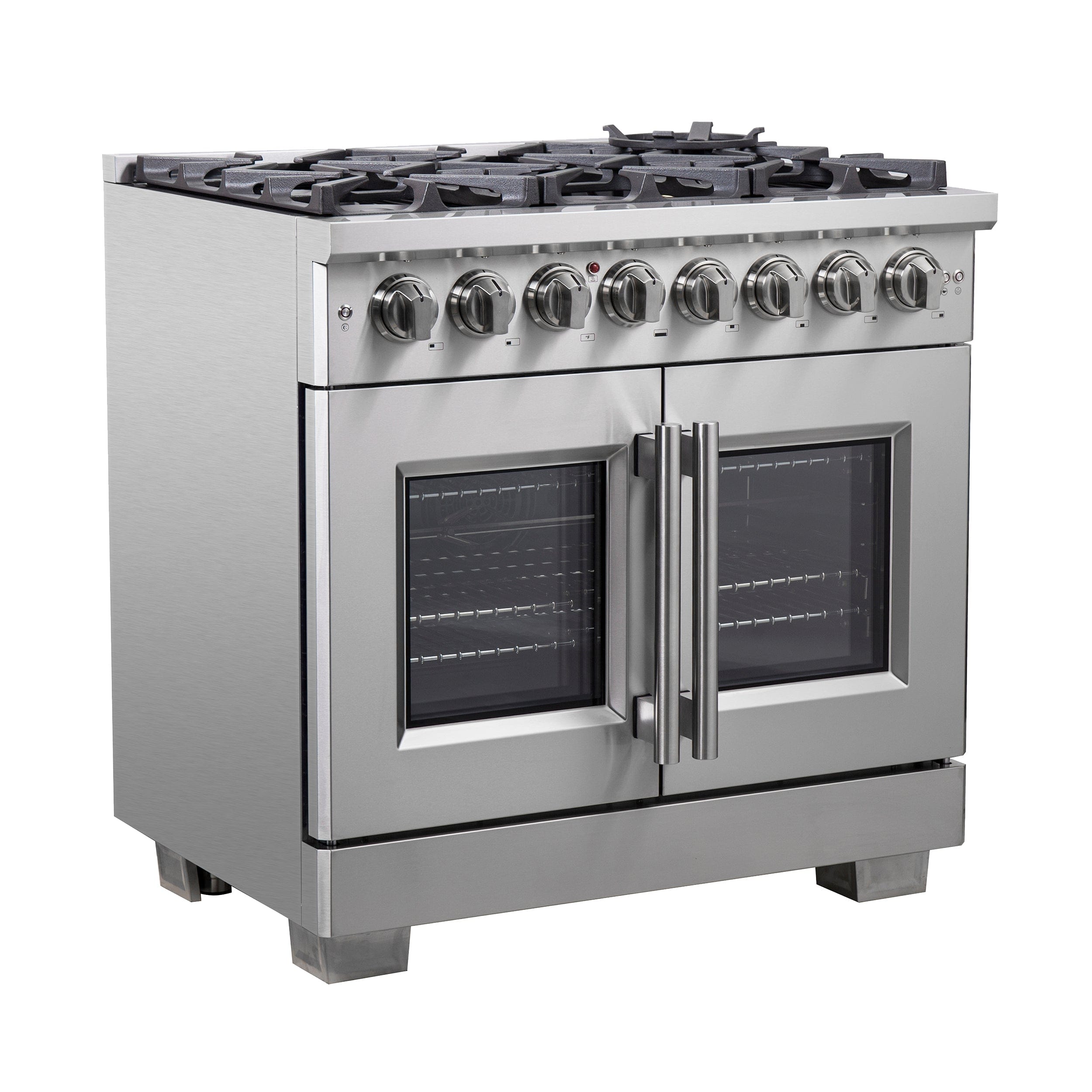 Forno Capriasca 36" Professional Gas Burner, Electric Oven Range With French Door And 6 Sealed Burners, FFSGS6387-36 I Luxury Appliances Direct
