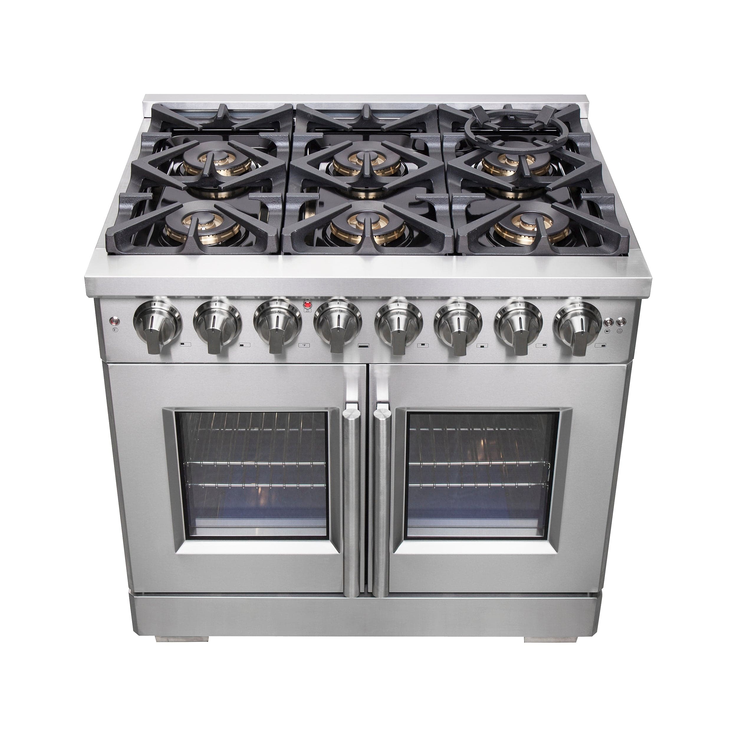Forno Capriasca 36" Professional Gas Burner, Electric Oven Range With French Door And 6 Sealed Burners, FFSGS6387-36 I Luxury Appliances Direct