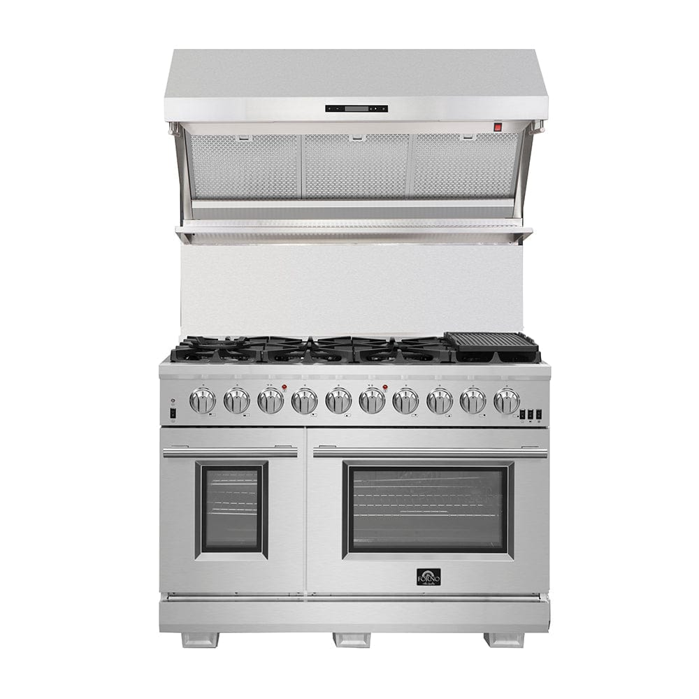 Forno Savona 48" 1,200 CFM Wall Mount Range Hood and Back Splash, FRHWM5029-48HB I Luxury Appliances Direct