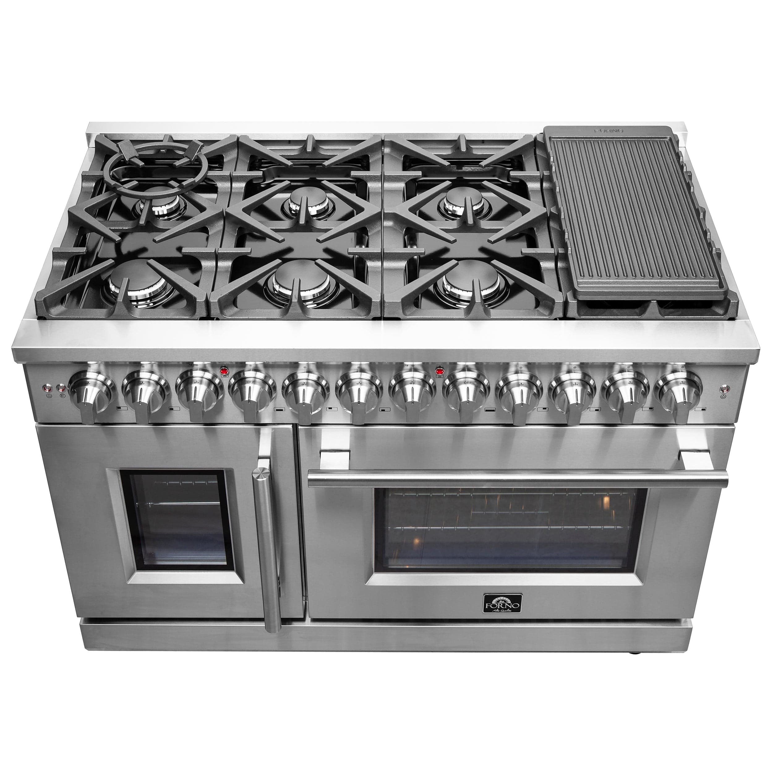 Forno Massimo 48" Freestanding French Door Dual Fuel Range with 8 Burners, FFSGS6325-48 I Luxury Appliances Direct