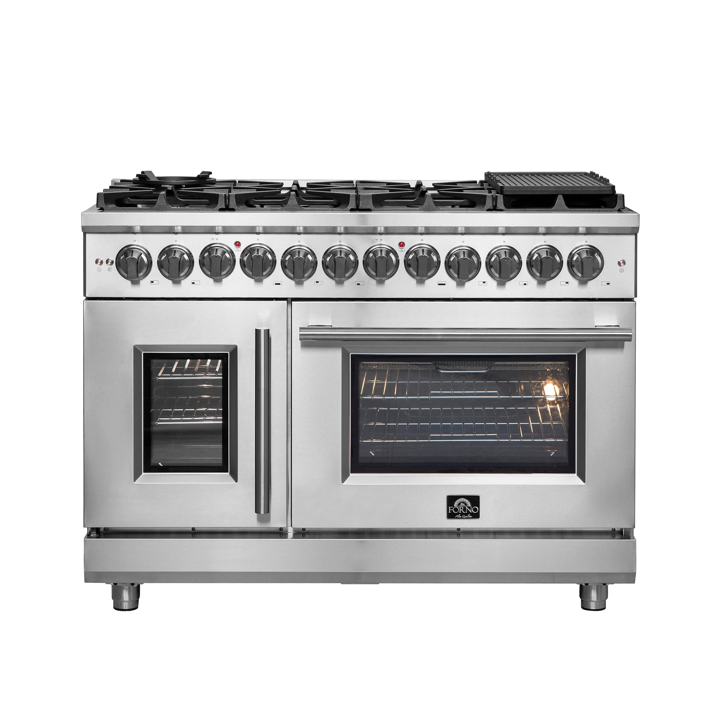 Forno Massimo 48" Freestanding French Door Dual Fuel Range with 8 Burners, FFSGS6325-48 I Luxury Appliances Direct