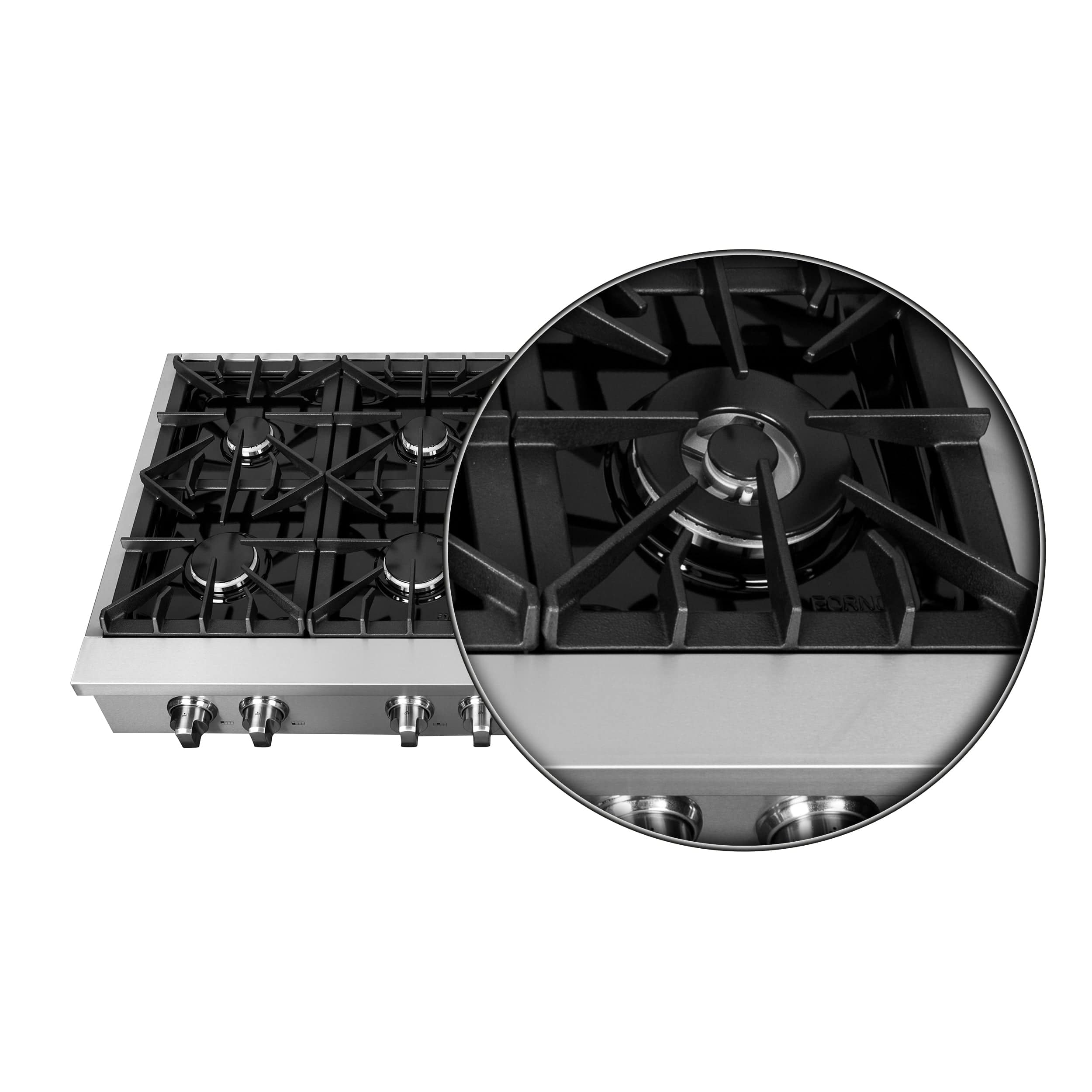Forno Cossato Alta 48" Gas Rangetop With 8 Sealed Burners in Stainless Steel, FCTGS5737-48 I Luxury Appliances Direct