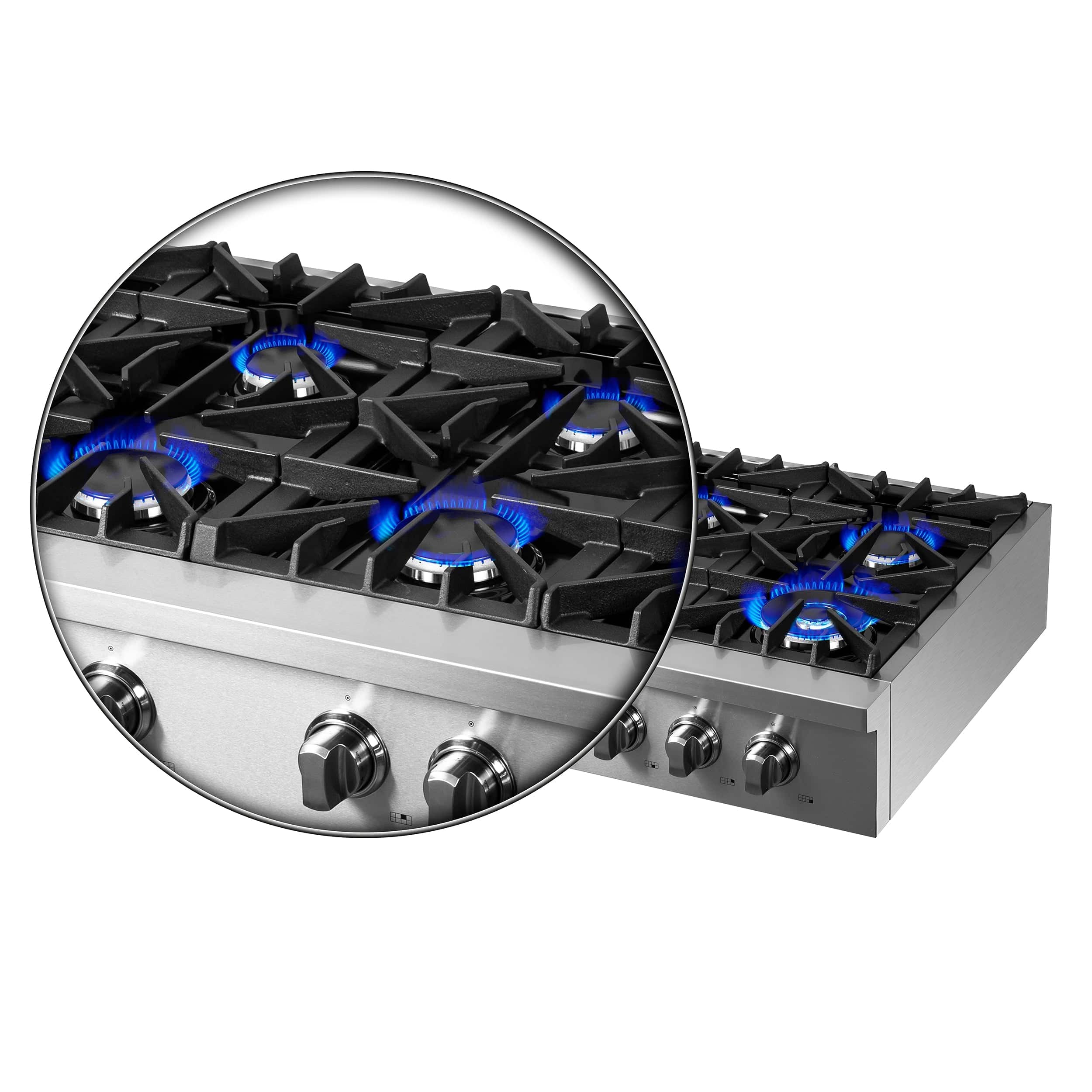 Forno Cossato Alta 48" Gas Rangetop With 8 Sealed Burners in Stainless Steel, FCTGS5737-48 I Luxury Appliances Direct