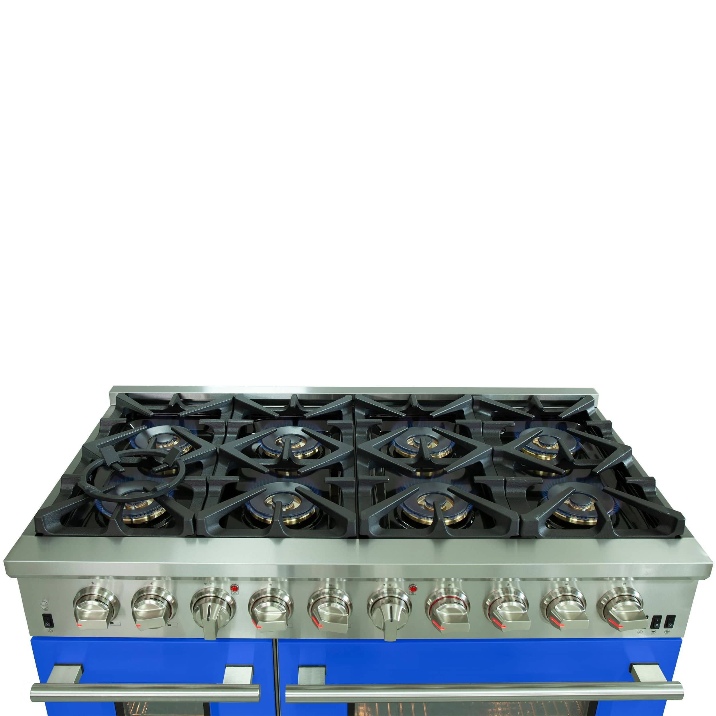 Forno Capriasca 48 Inch Professional Freestanding Dual Fuel Range in Blue, FFSGS6187-48BLU I Luxury Appliances Direct