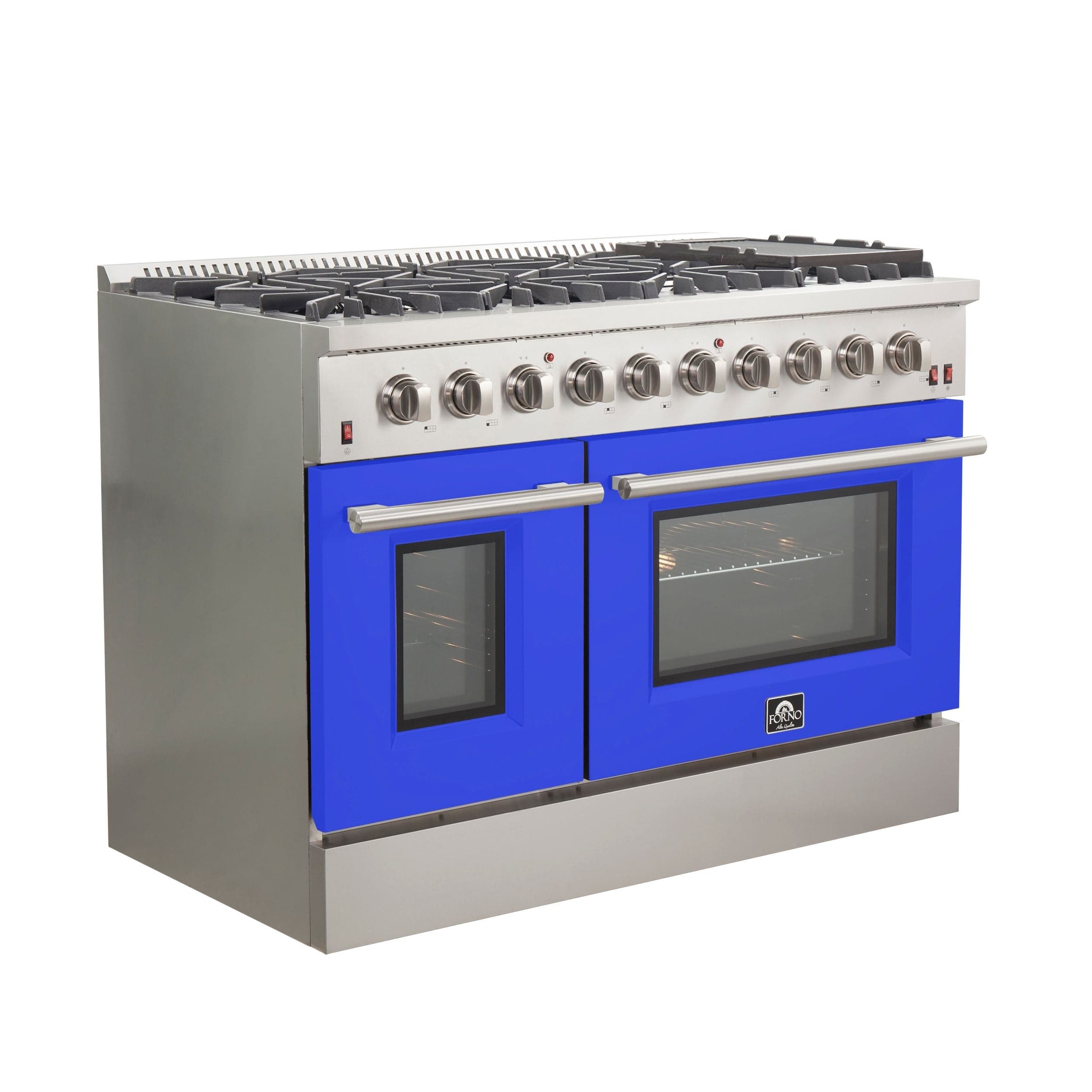 Forno Galiano 48 Inch Professional Freestanding Gas Range in Blue, FFSGS6244-48BLU I Luxury Appliances Direct