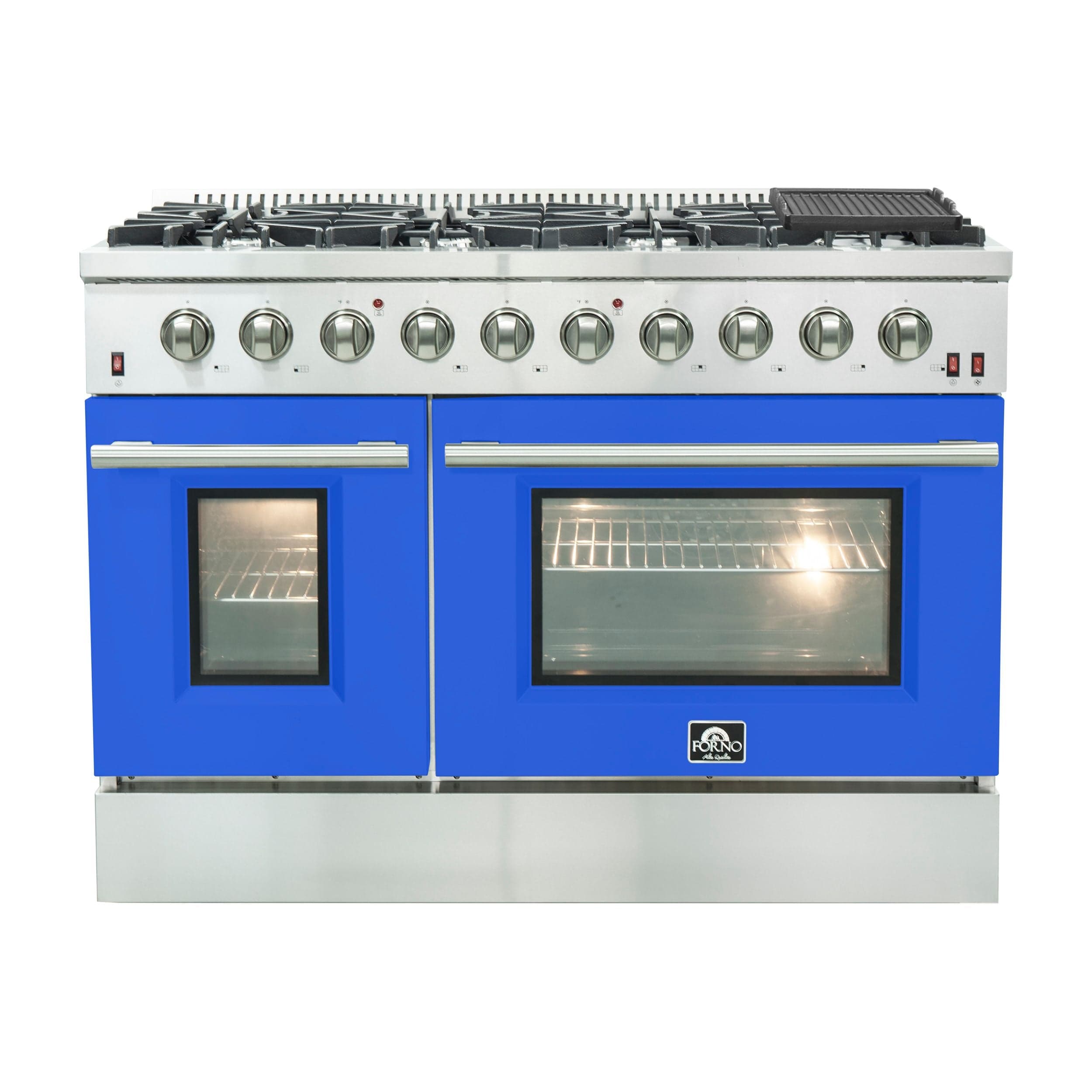Forno Galiano 48 Inch Professional Freestanding Gas Range in Blue, FFSGS6244-48BLU I Luxury Appliances Direct