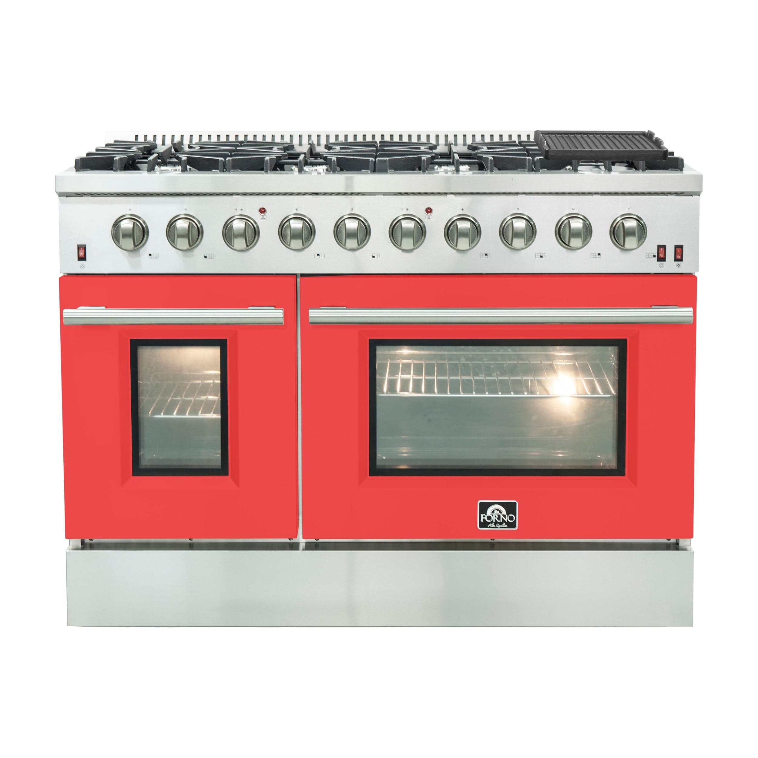 Forno Galiano 48 Inch Professional Freestanding Gas Range in Red, FFSGS6244-48RED I Luxury Appliances Direct