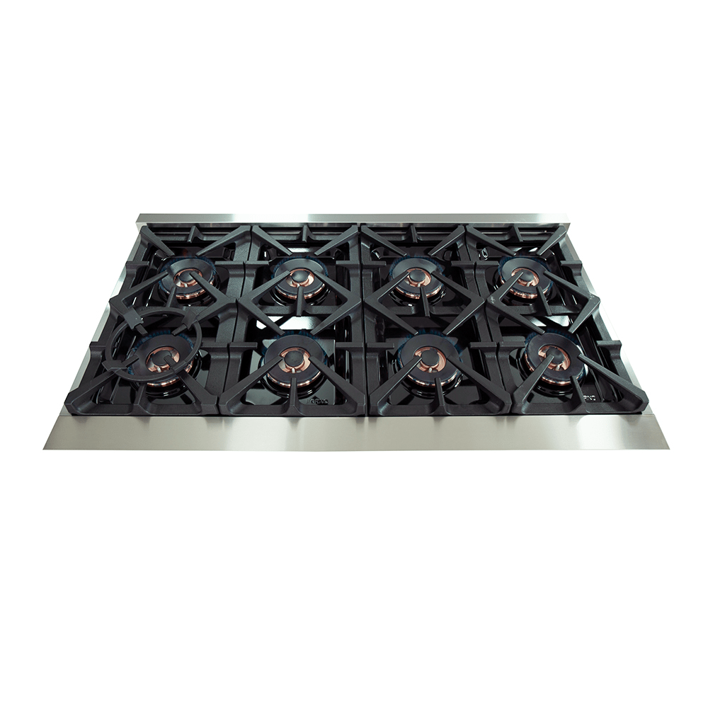 Forno Capriasca 48" Pro Series Capriasca Gas Burner / Electric Oven in Stainless Steel 8 Italian Burners, FFSGS6187-48 I Luxury Appliances Direct