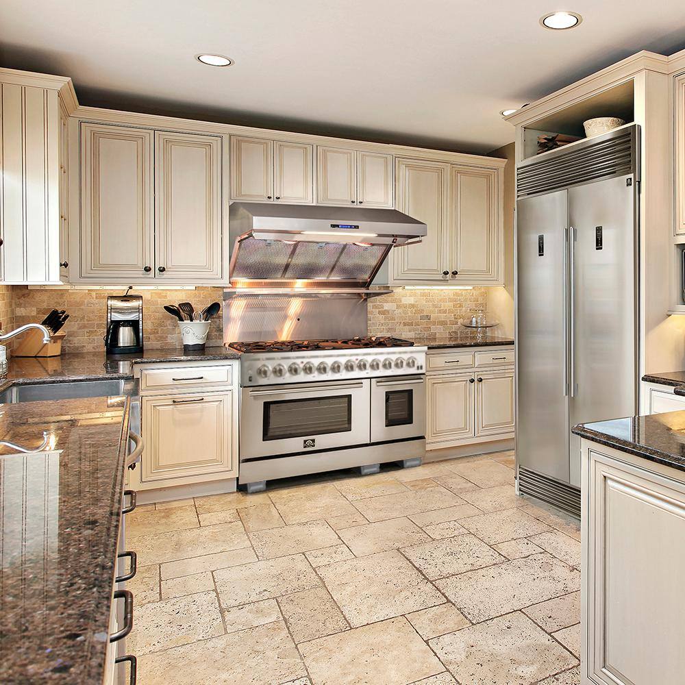 Forno Capriasca 48" Professional Gas Burner, Electric Oven Range With French Door And 8 Sealed Burners, FFSGS6387-48 I Luxury Appliances Direct