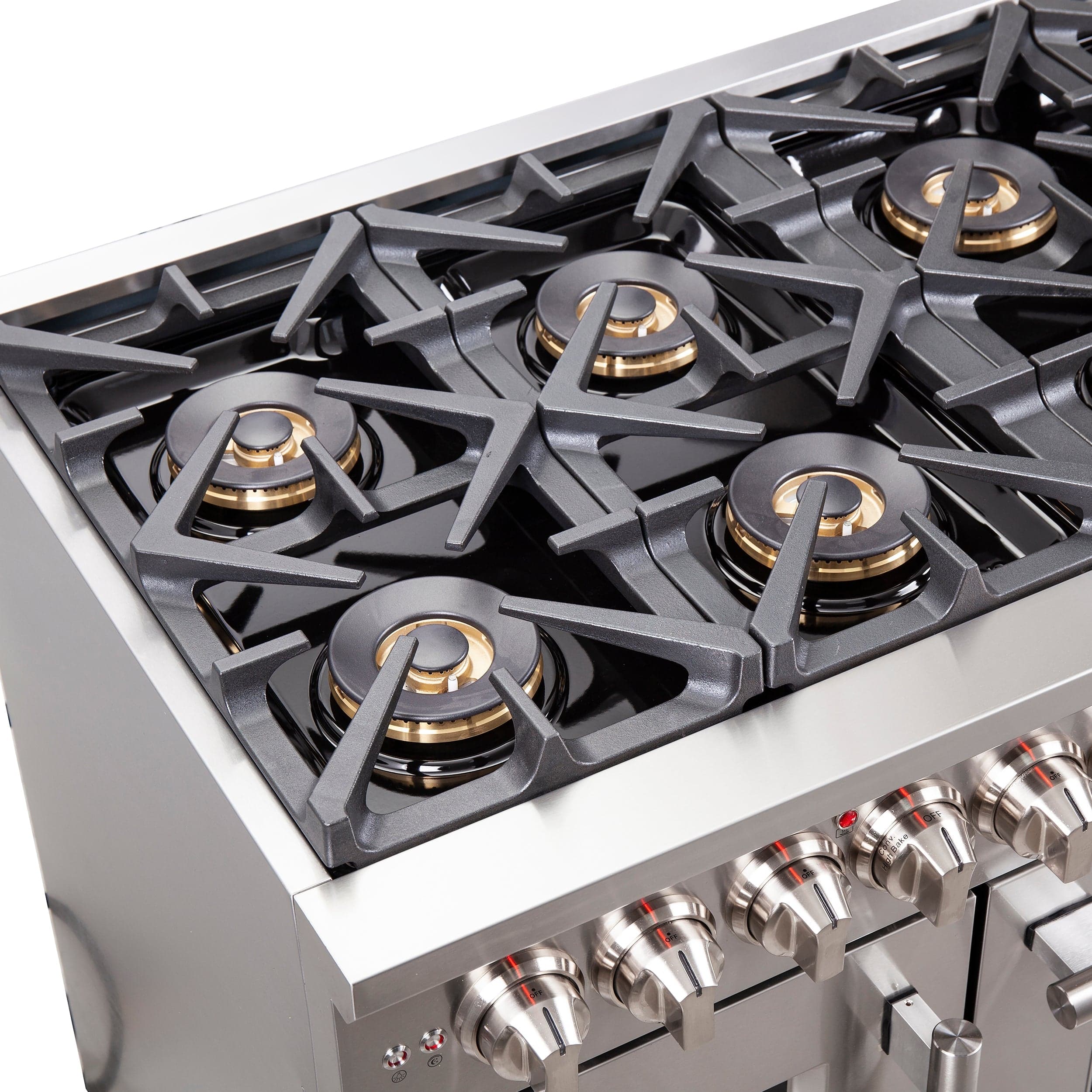 Forno Capriasca 48" Professional Gas Burner, Electric Oven Range With French Door And 8 Sealed Burners, FFSGS6387-48 I Luxury Appliances Direct