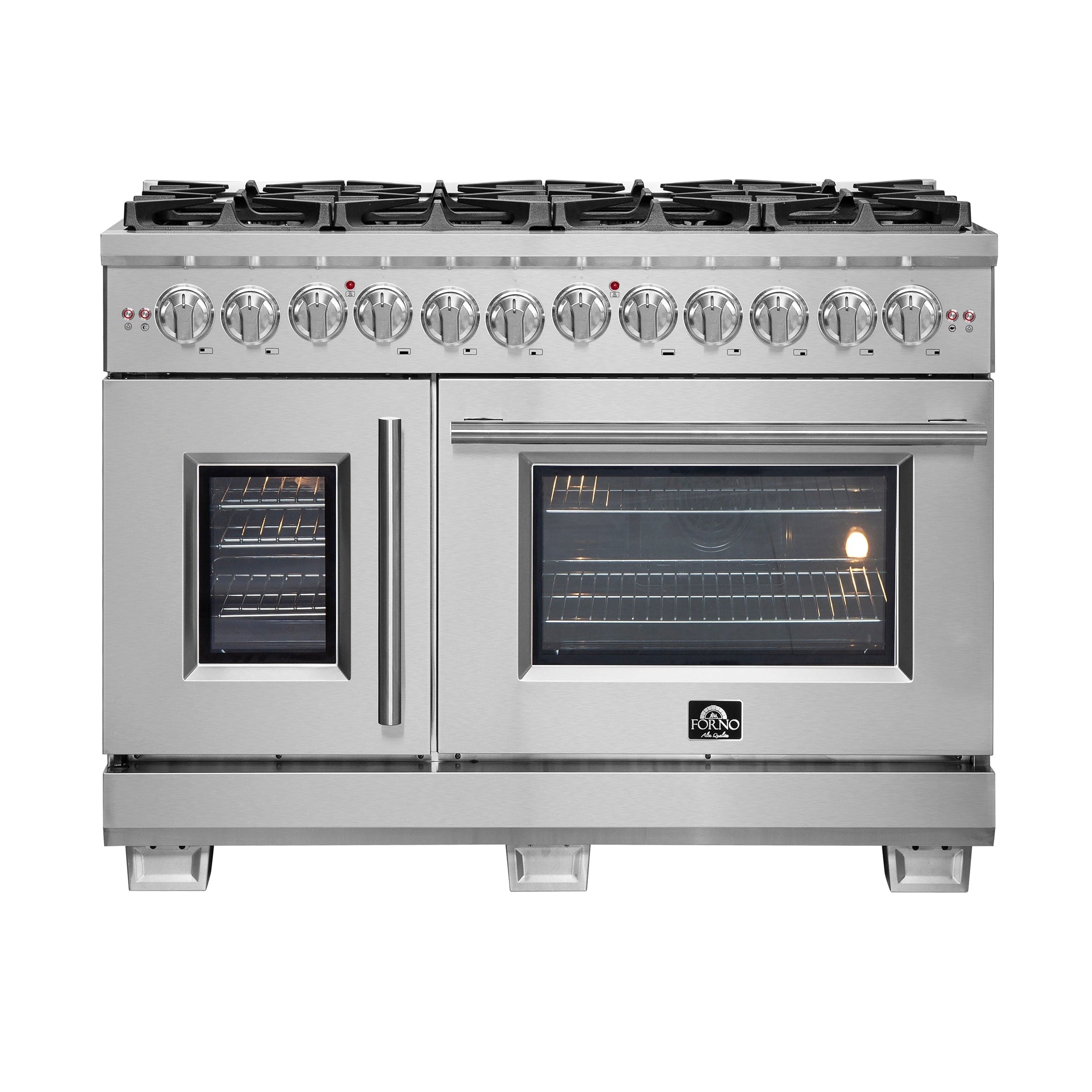 Forno Capriasca 48" Professional Gas Burner, Electric Oven Range With French Door And 8 Sealed Burners, FFSGS6387-48 I Luxury Appliances Direct