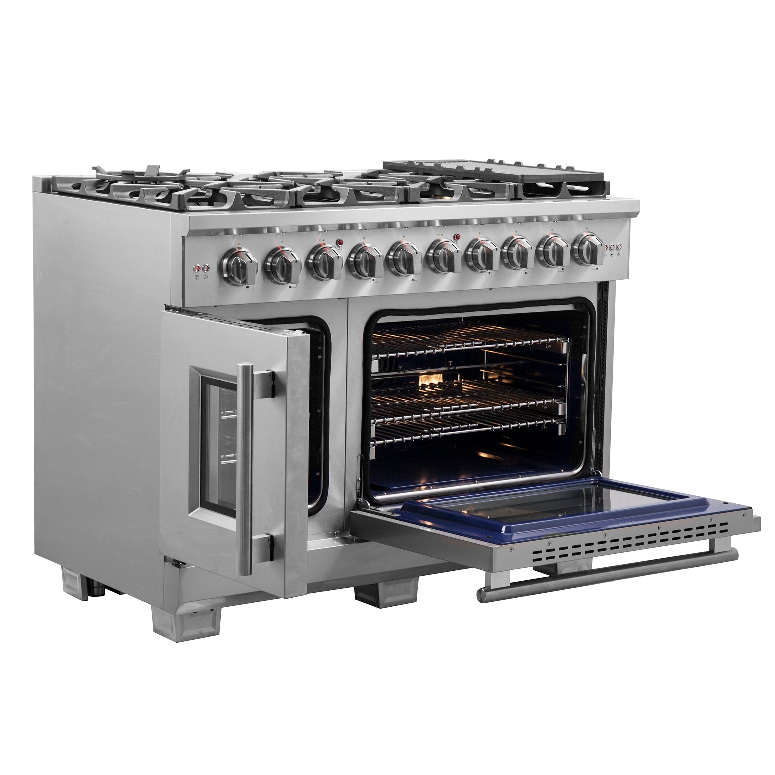 Forno Capriasca 48" Professional Gas Range With French Door And 8 Sealed Burners, FFSGS6460-48 I Luxury Appliances Direct