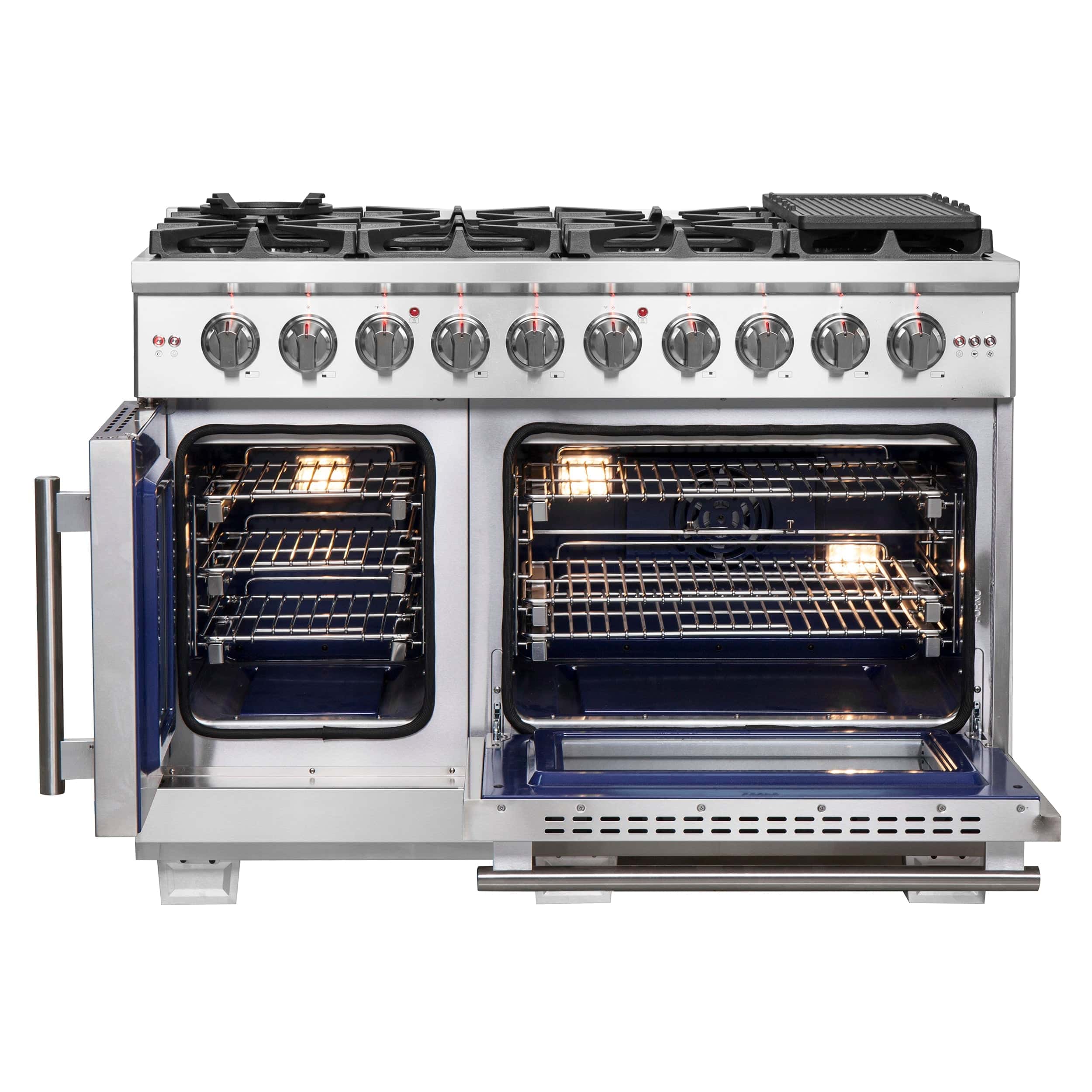 Forno Capriasca 48" Professional Gas Range With French Door And 8 Sealed Burners, FFSGS6460-48 I Luxury Appliances Direct