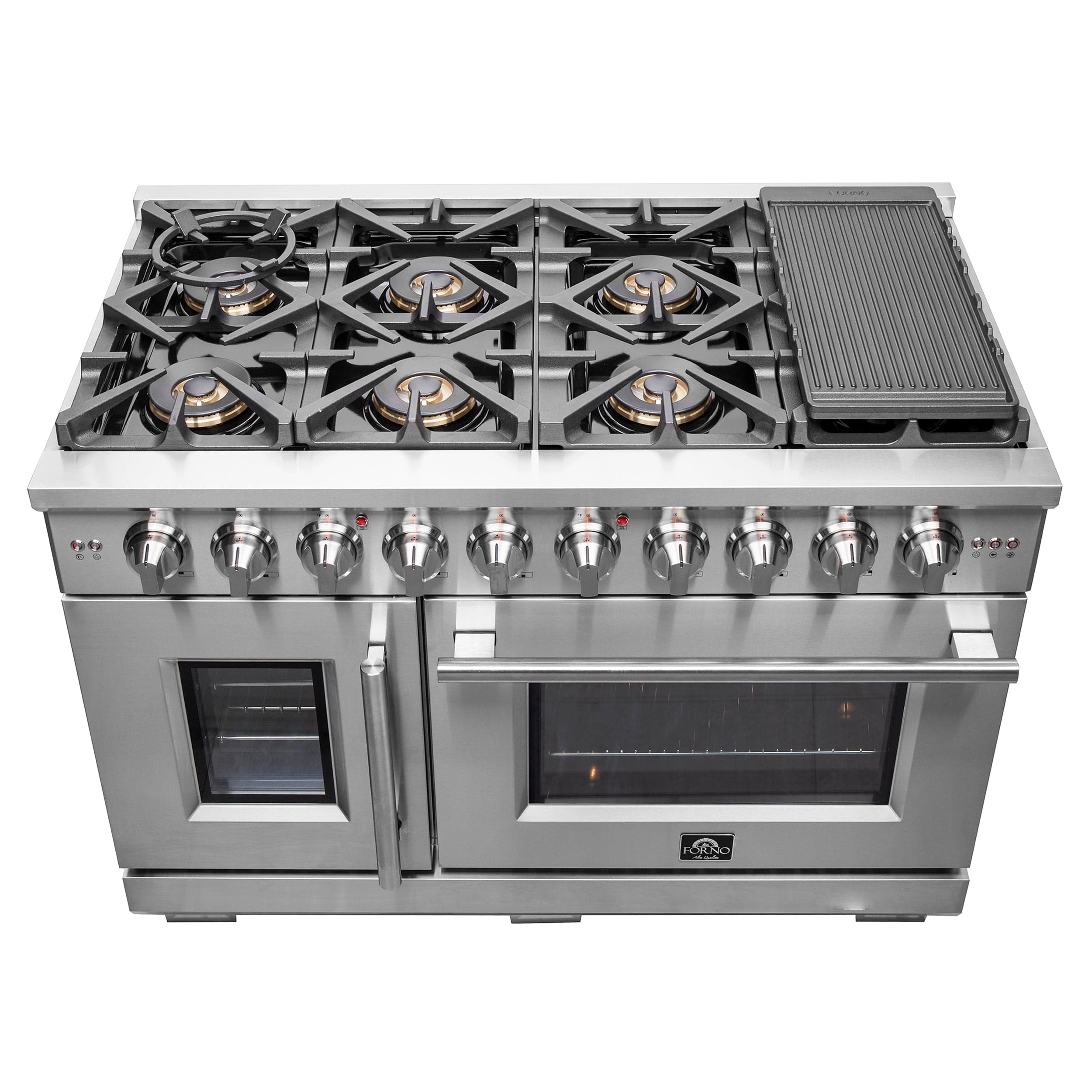 Forno Capriasca 48" Professional Gas Range With French Door And 8 Sealed Burners, FFSGS6460-48 I Luxury Appliances Direct