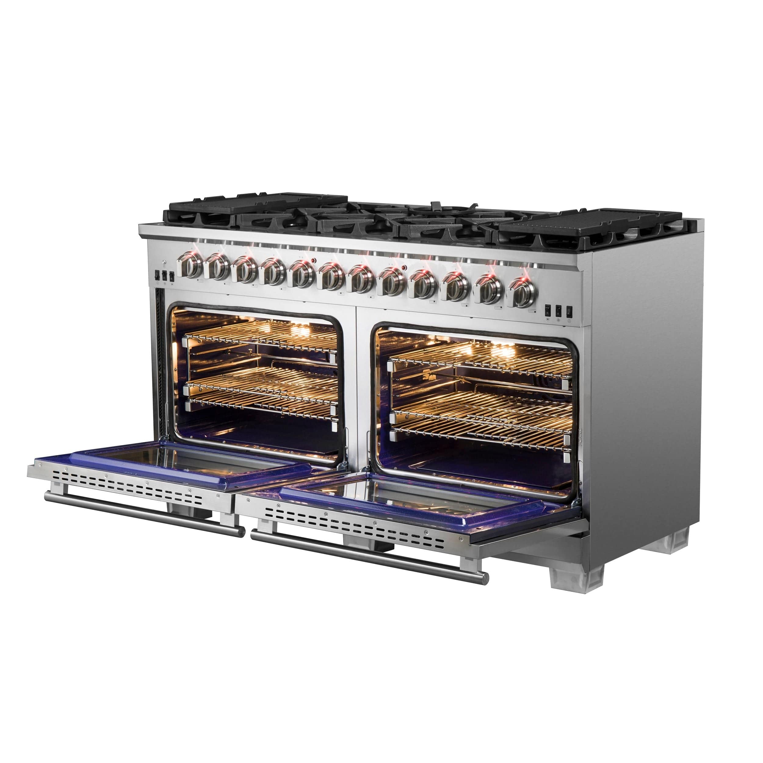 Forno 60 Inch Titanium Pro Series Capriasca Freestanding Gas Range, FFSGS6260-60 I Luxury Appliances Direct