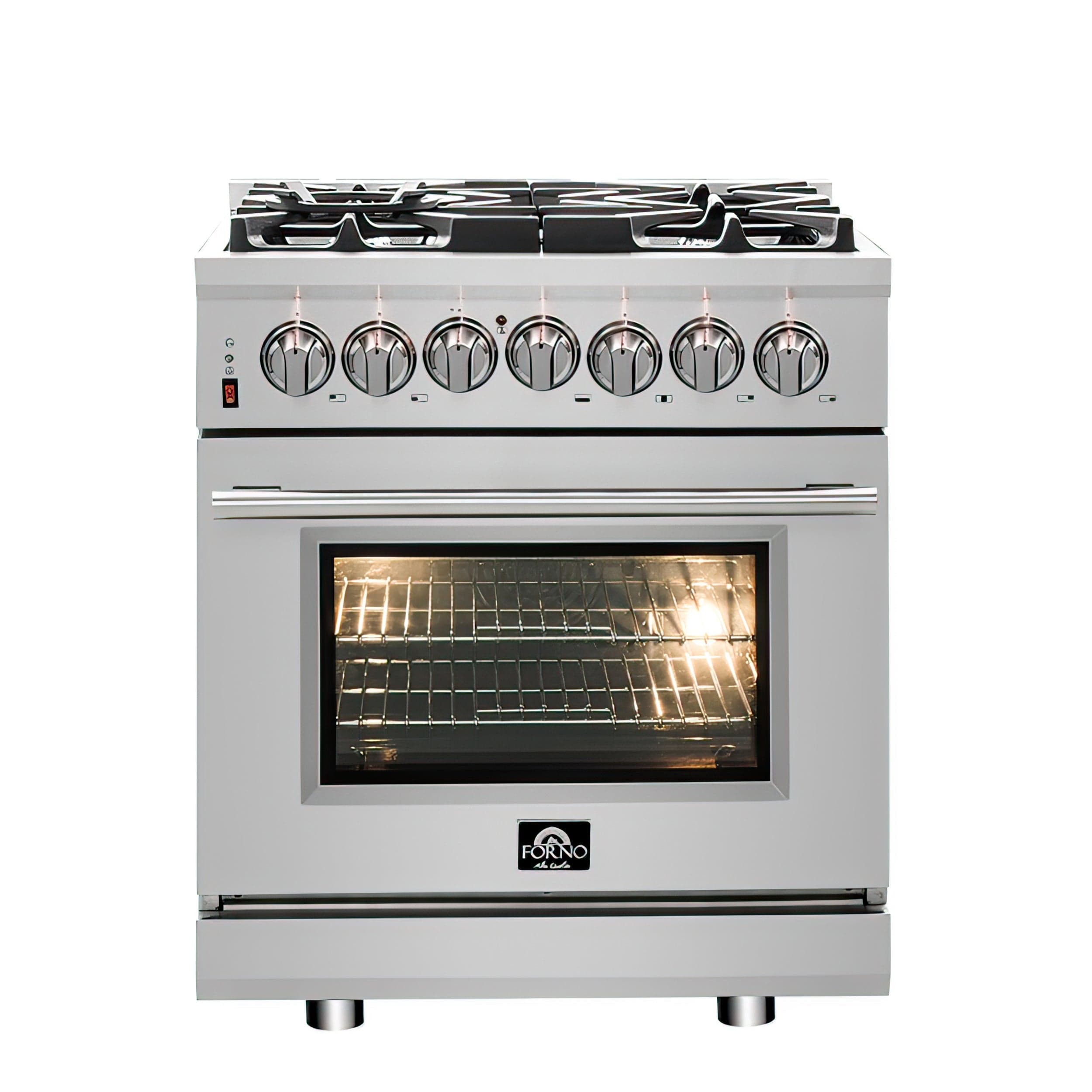 Forno Appliance Package - 30" Dual Fuel Range, 30" Range Hood, AP-FFSGS6125-30-W I Luxury Appliances Direct