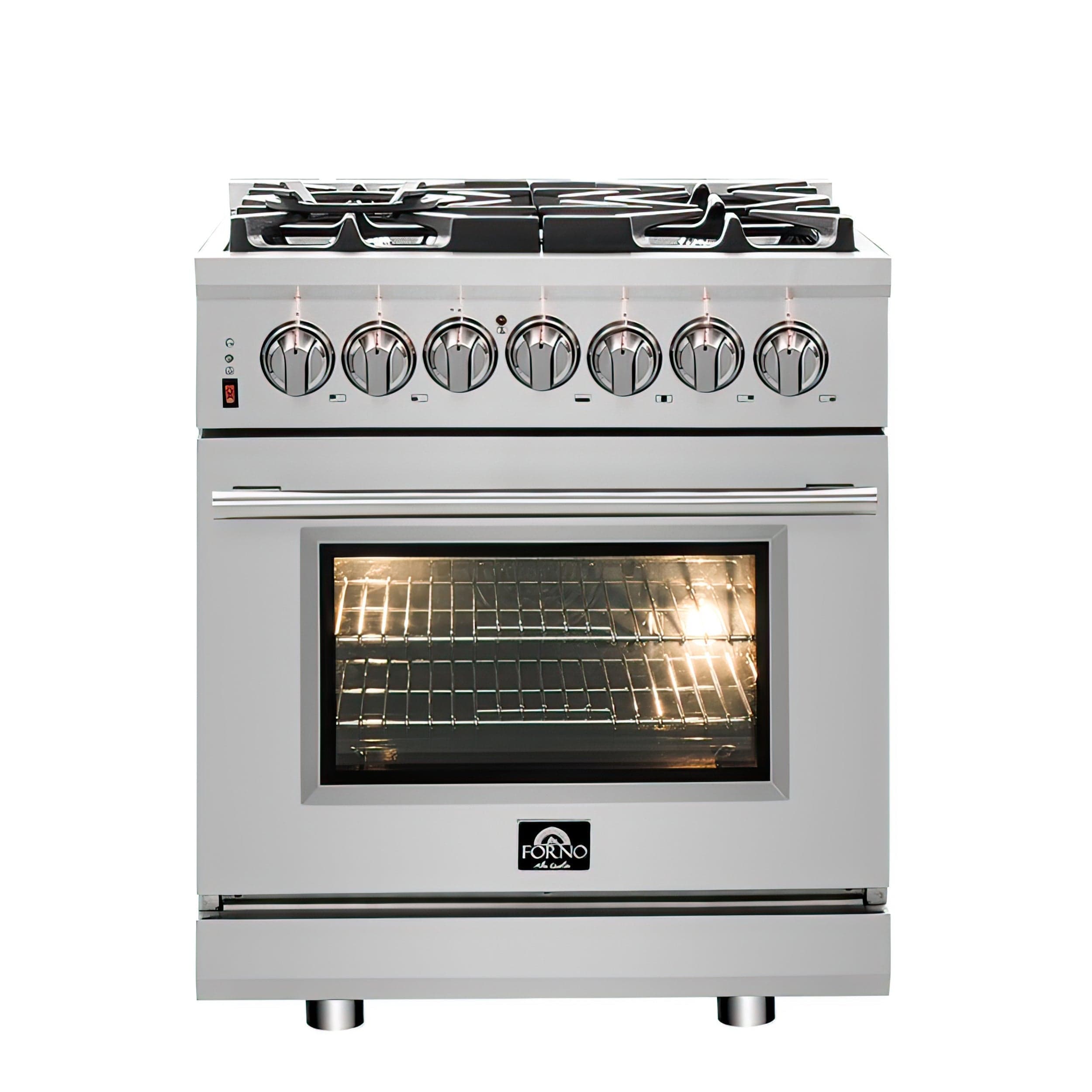 Forno Appliance Package - 30" Dual Fuel Range, 60" Refrigerator, Dishwasher, Microwave Drawer, AP-FFSGS6125-30-W-7 I Luxury Appliances Direct