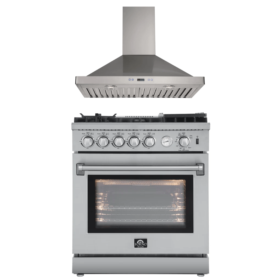 Forno Appliance Package - 30" Gas Range, 30" Range Hood, AP-FFSGS6276-30-W I Luxury Appliances Direct