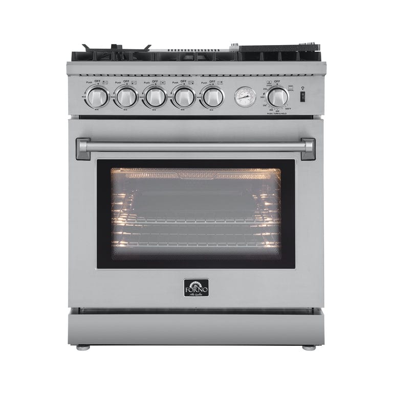 Forno Appliance Package - 30" Gas Range, Dishwasher, 60" Refrigerator, AP-FFSGS6276-30-W-5 I Luxury Appliances Direct