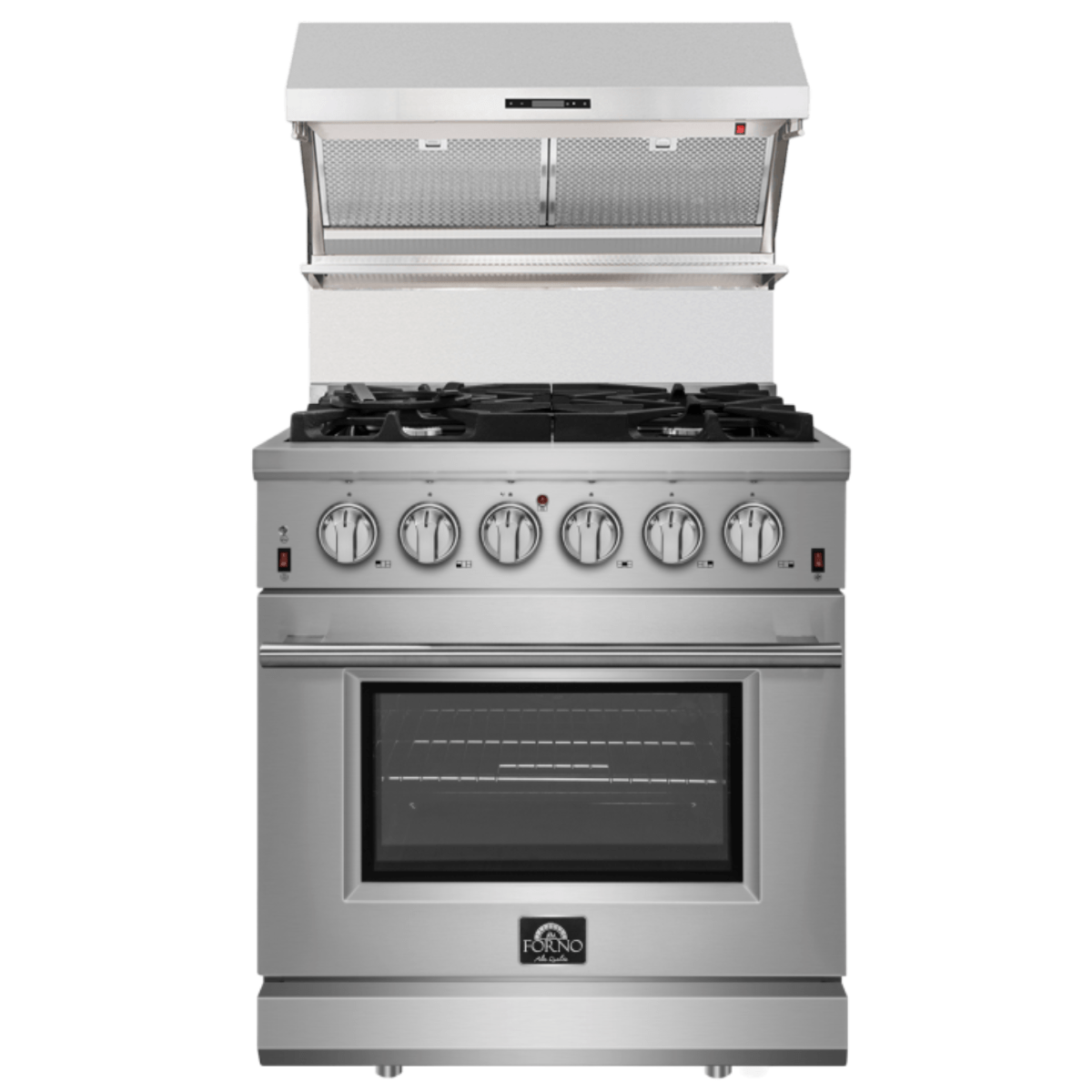 Forno Appliance Package- 30 Inch Gas Range, Wall Mount Range Hood, AP-FFSGS6239-30 I Luxury Appliances Direct