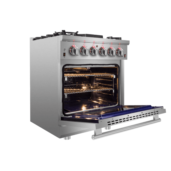 Forno Appliance Package- 30 Inch Gas Range, Wall Mount Range Hood, AP-FFSGS6239-30 I Luxury Appliances Direct