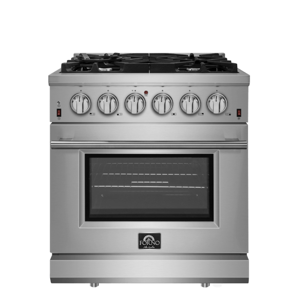 Forno Appliance Package - 30 Inch Gas Range, Wall Mount Range Hood, Microwave Drawer, AP-FFSGS6239-30-3 I Luxury Appliances Direct
