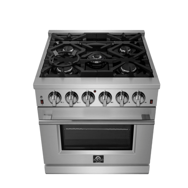 Forno Appliance Package - 30 Inch Gas Range, Wall Mount Range Hood, Refrigerator, AP-FFSGS6239-30-4 I Luxury Appliances Direct