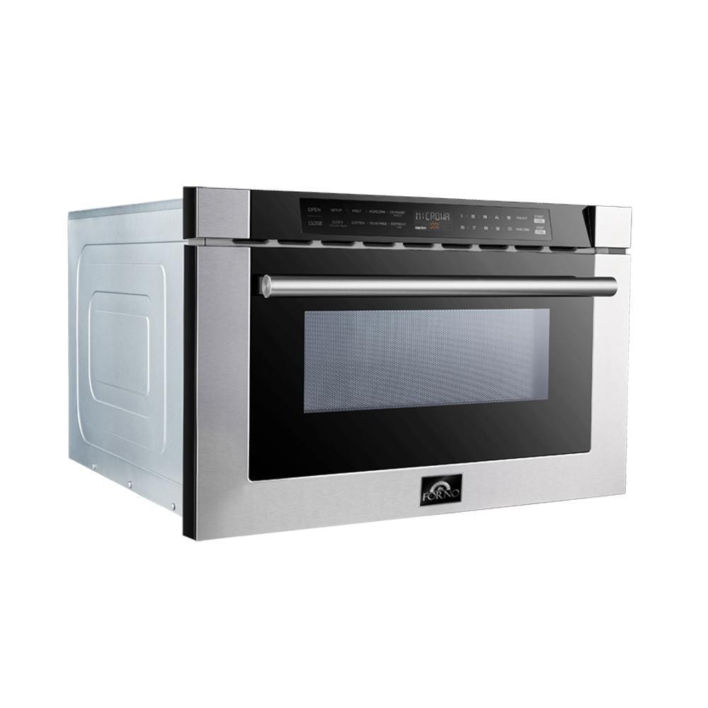 Forno Appliance Package - 36 Inch Gas Range, Wall Mount Range Hood, Microwave Drawer, AP-FFSGS6244-36-3 I Luxury Appliances Direct