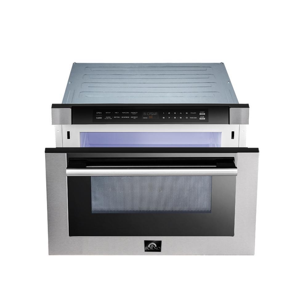 Forno Appliance Package - 36 Inch Pro Gas Range, Wall Mount Range Hood, Microwave Drawer, Dishwasher, AP-FFSGS6260-36-6 I Luxury Appliances Direct
