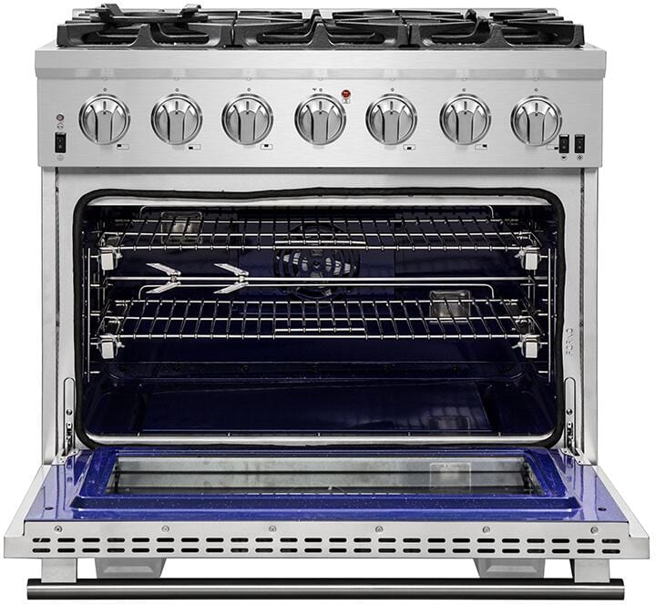 Forno Appliance Package - 36 Inch Pro Gas Range, Wall Mount Range Hood, Microwave Drawer, Dishwasher, AP-FFSGS6260-36-6 I Luxury Appliances Direct