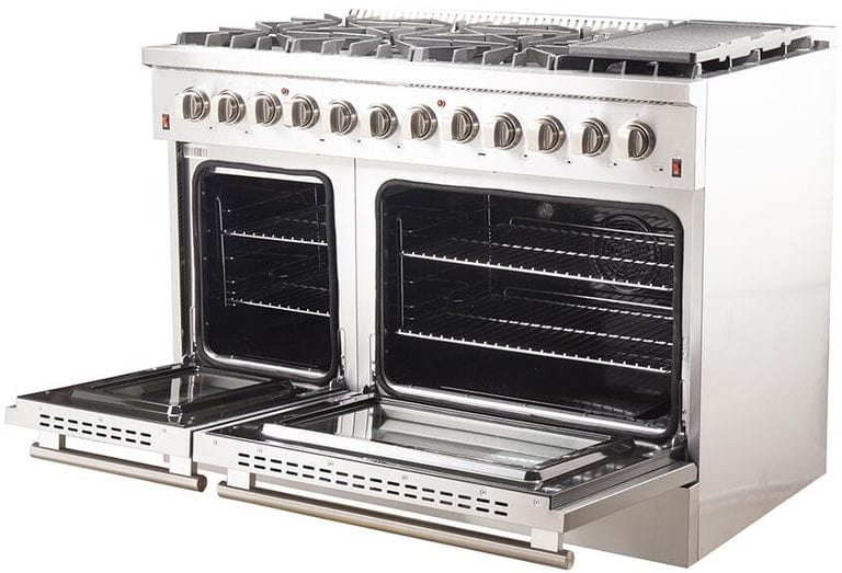 Forno Appliance Package - 48" Dual Fuel Range, Dishwasher, 48" Refrigerator, AP-FFSGS6156-48-11 I Luxury Appliances Direct