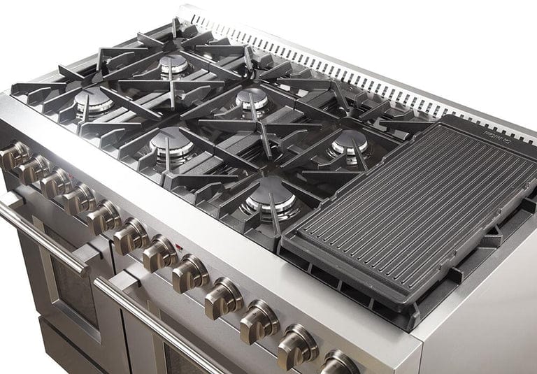 Forno Appliance Package - 48" Dual Fuel Range, Dishwasher, 48" Refrigerator, AP-FFSGS6156-48-11 I Luxury Appliances Direct