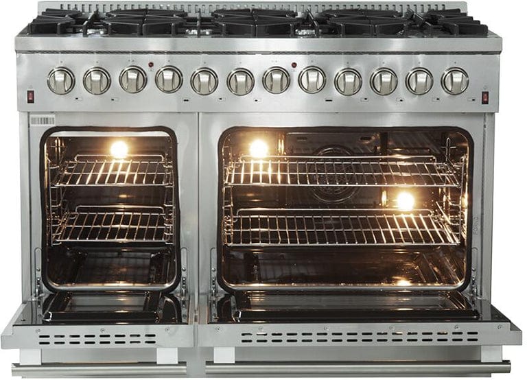 Forno Appliance Package - 48" Dual Fuel Range, Dishwasher, 48" Refrigerator, AP-FFSGS6156-48-11 I Luxury Appliances Direct