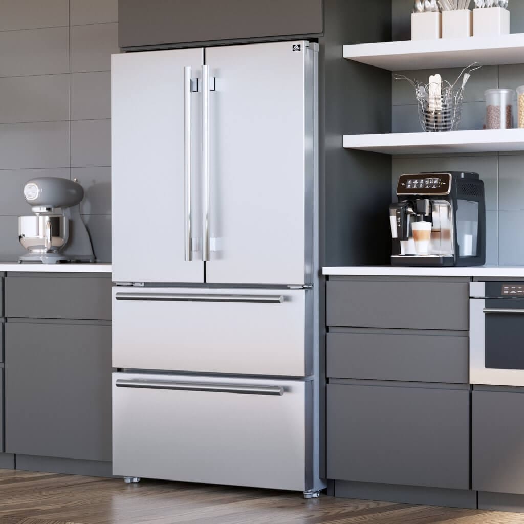 Forno Appliance Package - 48" Gas Range, 36" Refrigerator, Microwave Drawer, Dishwasher, AP-FFSGS6244-48-25 I Luxury Appliances Direct